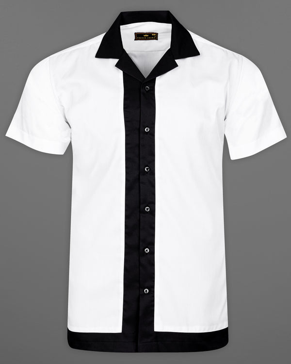 Bright White with Black Royal Oxford Designer Half Sleeves Shirt 9477-CC-BLK-P598-SS-38, 9477-CC-BLK-P598-SS-39, 9477-CC-BLK-P598-SS-40, 9477-CC-BLK-P598-SS-42, 9477-CC-BLK-P598-SS-44, 9477-CC-BLK-P598-SS-46, 9477-CC-BLK-P598-SS-48, 9477-CC-BLK-P598-SS-50, 9477-CC-BLK-P598-SS-52