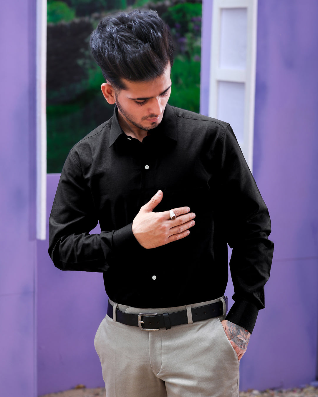 MIDNIGHT BLACK LUXURIOUS LINEN SHIRT
