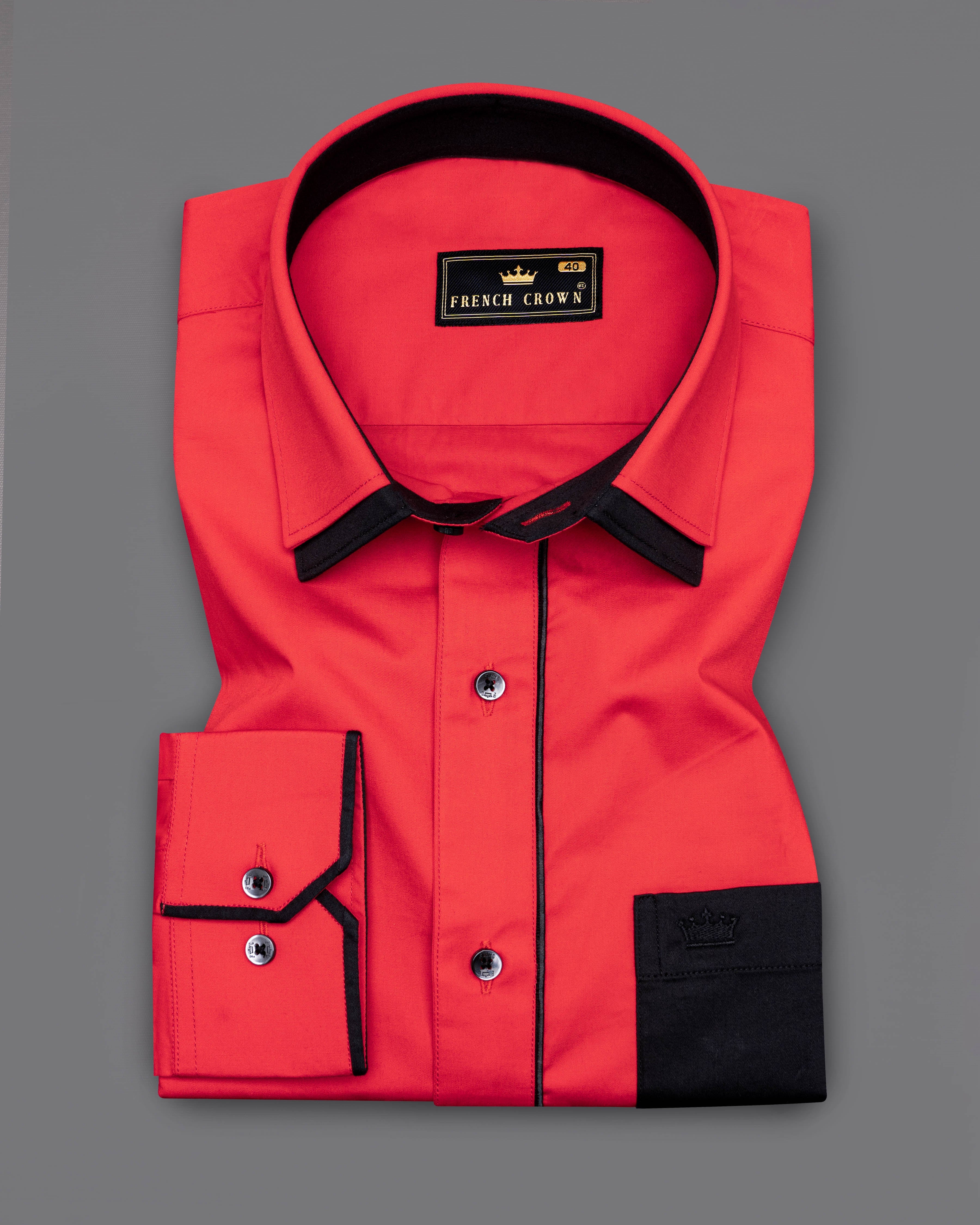Carmine Red with Black Piping Work Premium Cotton Designer Shirt 9495-CP-BLK-P454-38, 9495-CP-BLK-P454-H-38, 9495-CP-BLK-P454-39, 9495-CP-BLK-P454-H-39, 9495-CP-BLK-P454-40, 9495-CP-BLK-P454-H-40, 9495-CP-BLK-P454-42, 9495-CP-BLK-P454-H-42, 9495-CP-BLK-P454-44, 9495-CP-BLK-P454-H-44, 9495-CP-BLK-P454-46, 9495-CP-BLK-P454-H-46, 9495-CP-BLK-P454-48, 9495-CP-BLK-P454-H-48, 9495-CP-BLK-P454-50, 9495-CP-BLK-P454-H-50, 9495-CP-BLK-P454-52, 9495-CP-BLK-P454-H-52