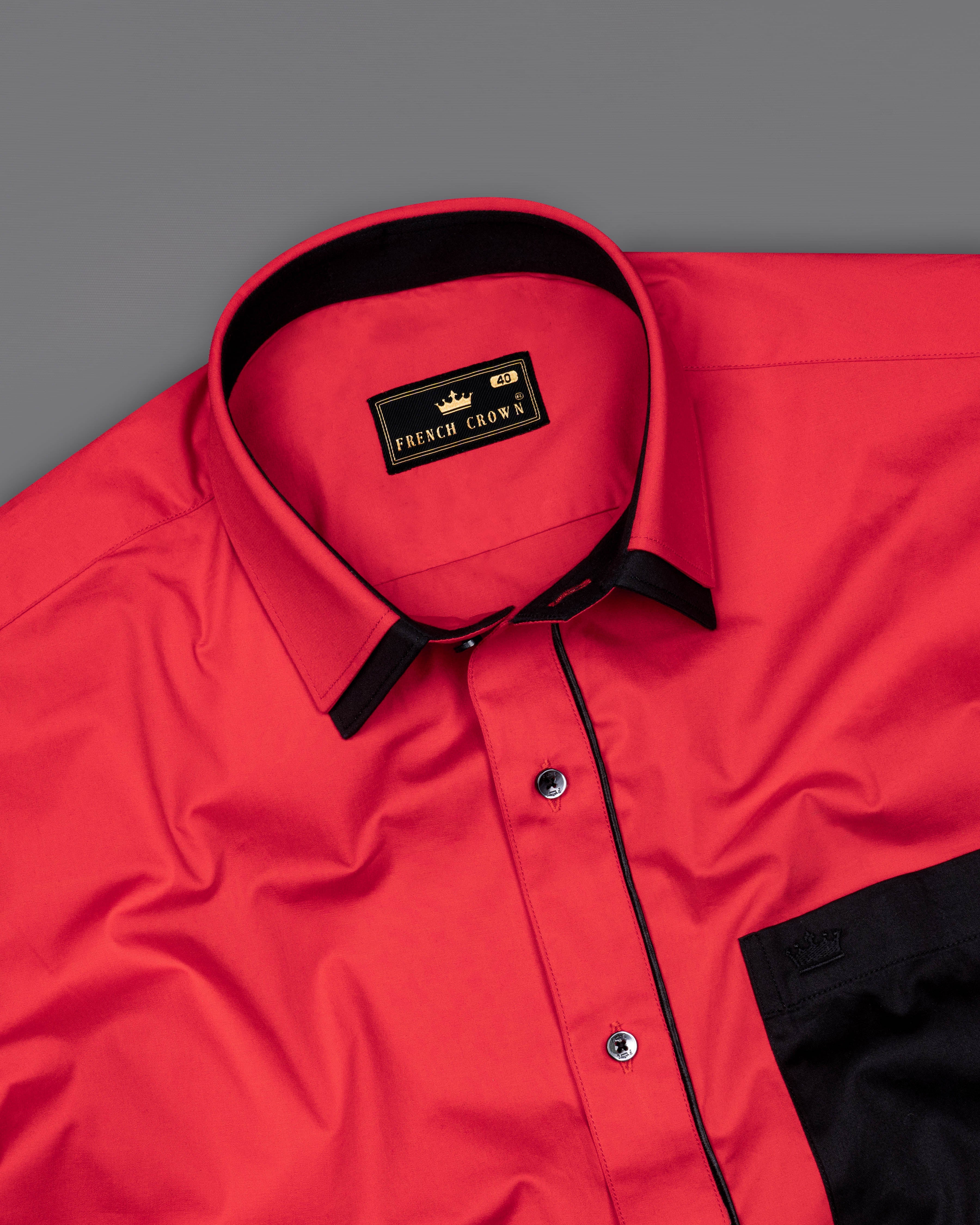 Carmine Red with Black Piping Work Premium Cotton Designer Shirt 9495-CP-BLK-P454-38, 9495-CP-BLK-P454-H-38, 9495-CP-BLK-P454-39, 9495-CP-BLK-P454-H-39, 9495-CP-BLK-P454-40, 9495-CP-BLK-P454-H-40, 9495-CP-BLK-P454-42, 9495-CP-BLK-P454-H-42, 9495-CP-BLK-P454-44, 9495-CP-BLK-P454-H-44, 9495-CP-BLK-P454-46, 9495-CP-BLK-P454-H-46, 9495-CP-BLK-P454-48, 9495-CP-BLK-P454-H-48, 9495-CP-BLK-P454-50, 9495-CP-BLK-P454-H-50, 9495-CP-BLK-P454-52, 9495-CP-BLK-P454-H-52