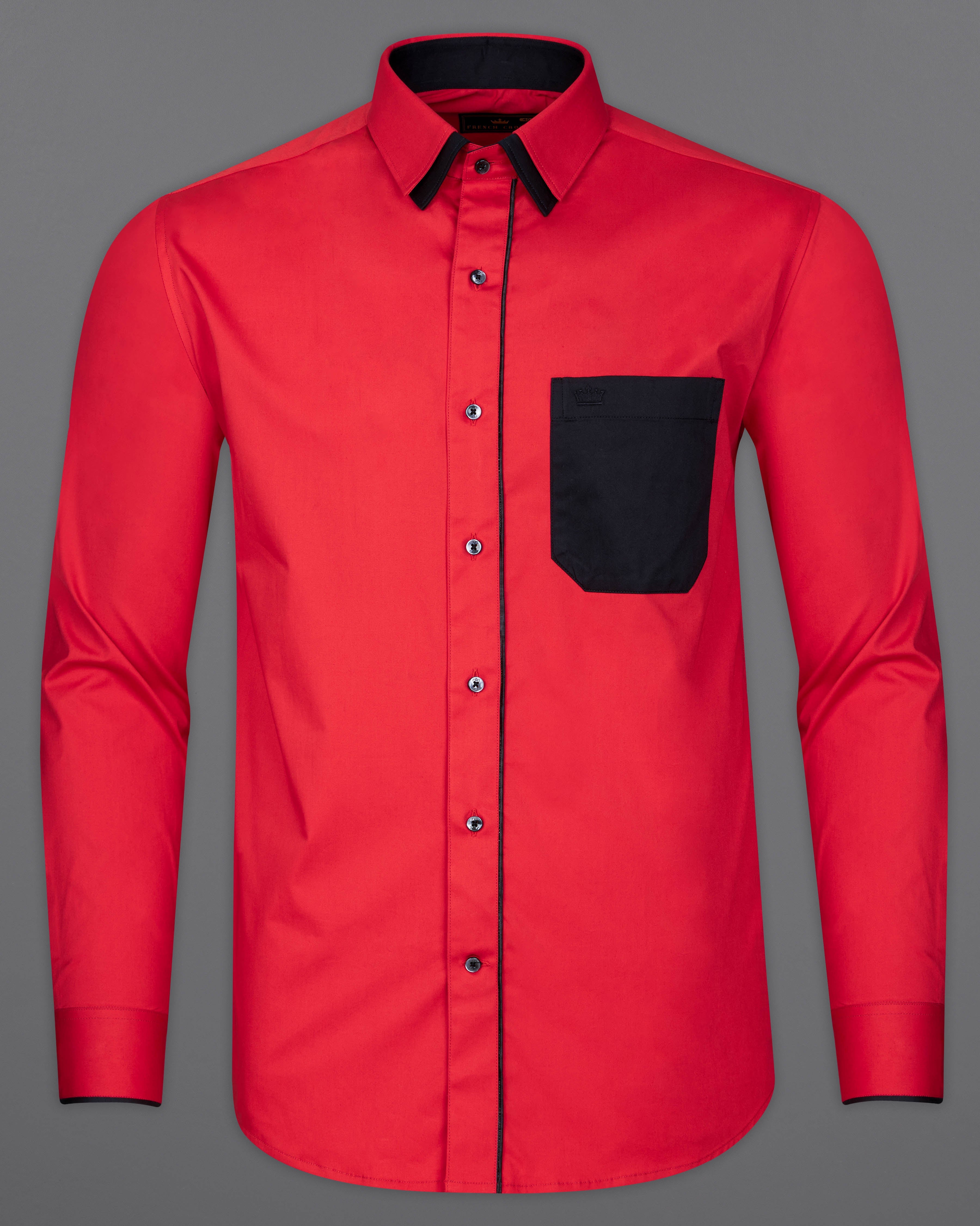 Carmine Red with Black Piping Work Premium Cotton Designer Shirt 9495-CP-BLK-P454-38, 9495-CP-BLK-P454-H-38, 9495-CP-BLK-P454-39, 9495-CP-BLK-P454-H-39, 9495-CP-BLK-P454-40, 9495-CP-BLK-P454-H-40, 9495-CP-BLK-P454-42, 9495-CP-BLK-P454-H-42, 9495-CP-BLK-P454-44, 9495-CP-BLK-P454-H-44, 9495-CP-BLK-P454-46, 9495-CP-BLK-P454-H-46, 9495-CP-BLK-P454-48, 9495-CP-BLK-P454-H-48, 9495-CP-BLK-P454-50, 9495-CP-BLK-P454-H-50, 9495-CP-BLK-P454-52, 9495-CP-BLK-P454-H-52