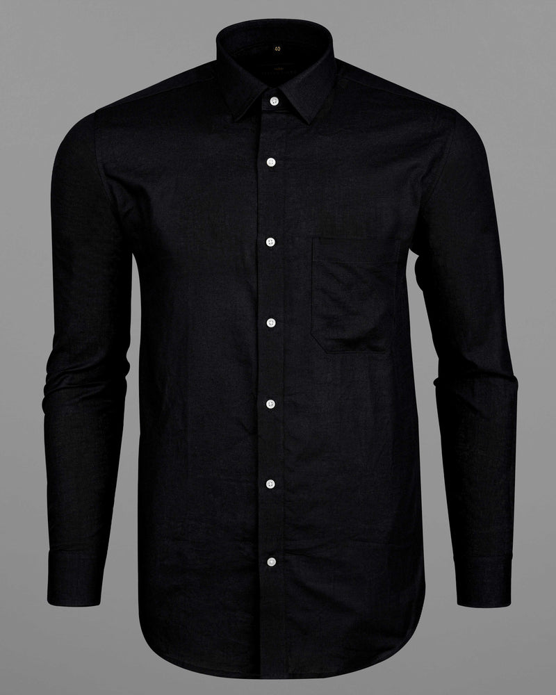 MIDNIGHT BLACK LUXURIOUS LINEN SHIRT