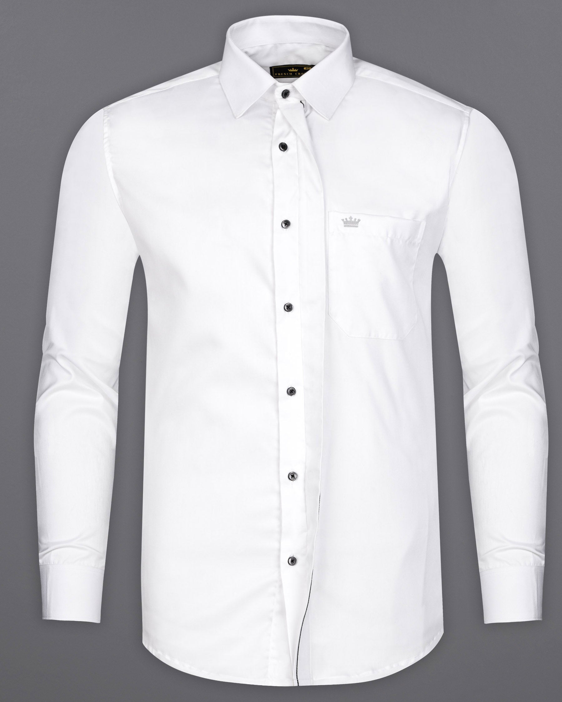 Bright White with Black Casual/Formal Plain-Solid Premium