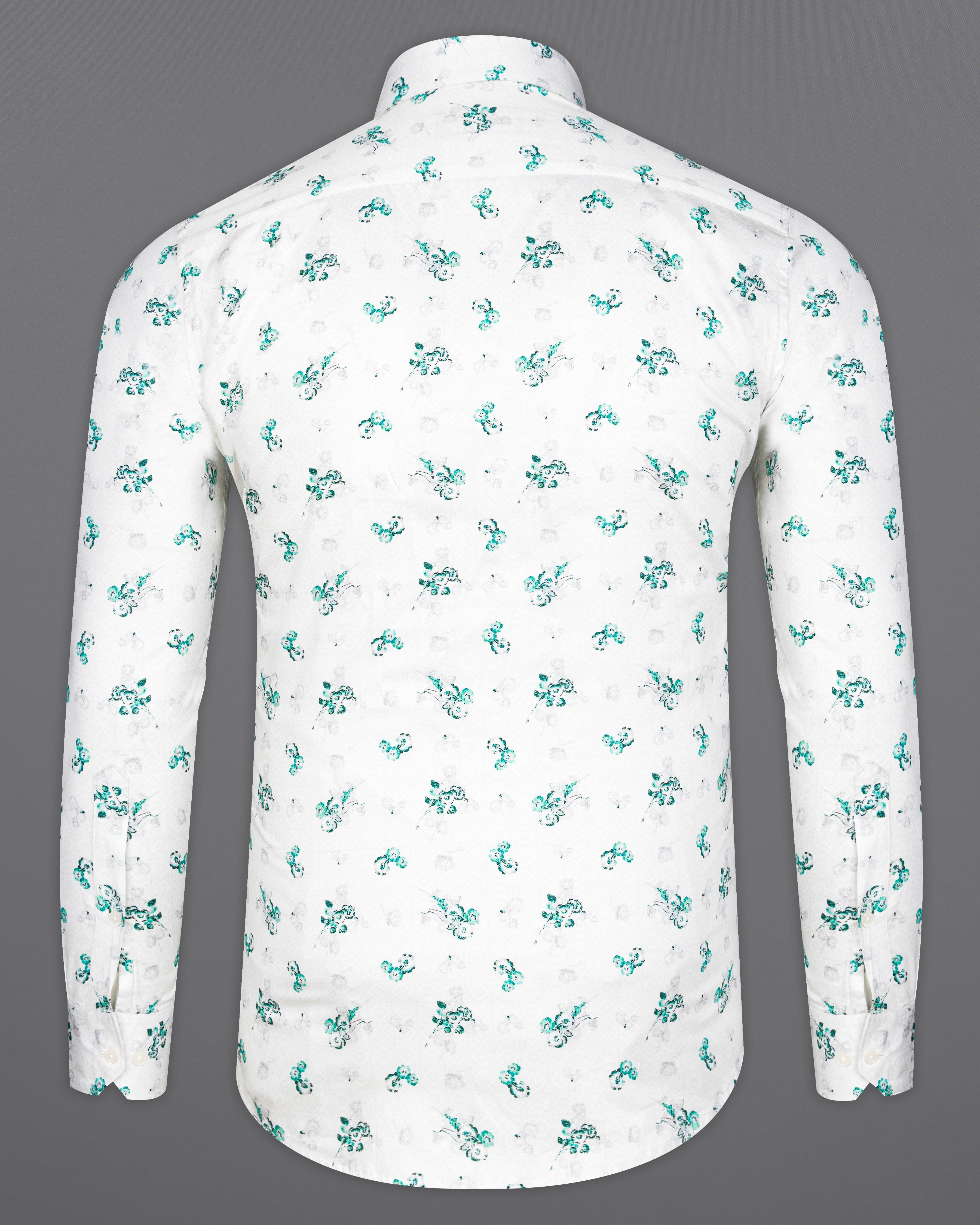 Bright White with Chinook Green Ditsy Printed Super Soft Premium Cotton Shirt 9529-38, 9529-H-38, 9529-39, 9529-H-39, 9529-40, 9529-H-40, 9529-42, 9529-H-42, 9529-44, 9529-H-44, 9529-46, 9529-H-46, 9529-48, 9529-H-48, 9529-50, 9529-H-50, 9529-52, 9529-H-52