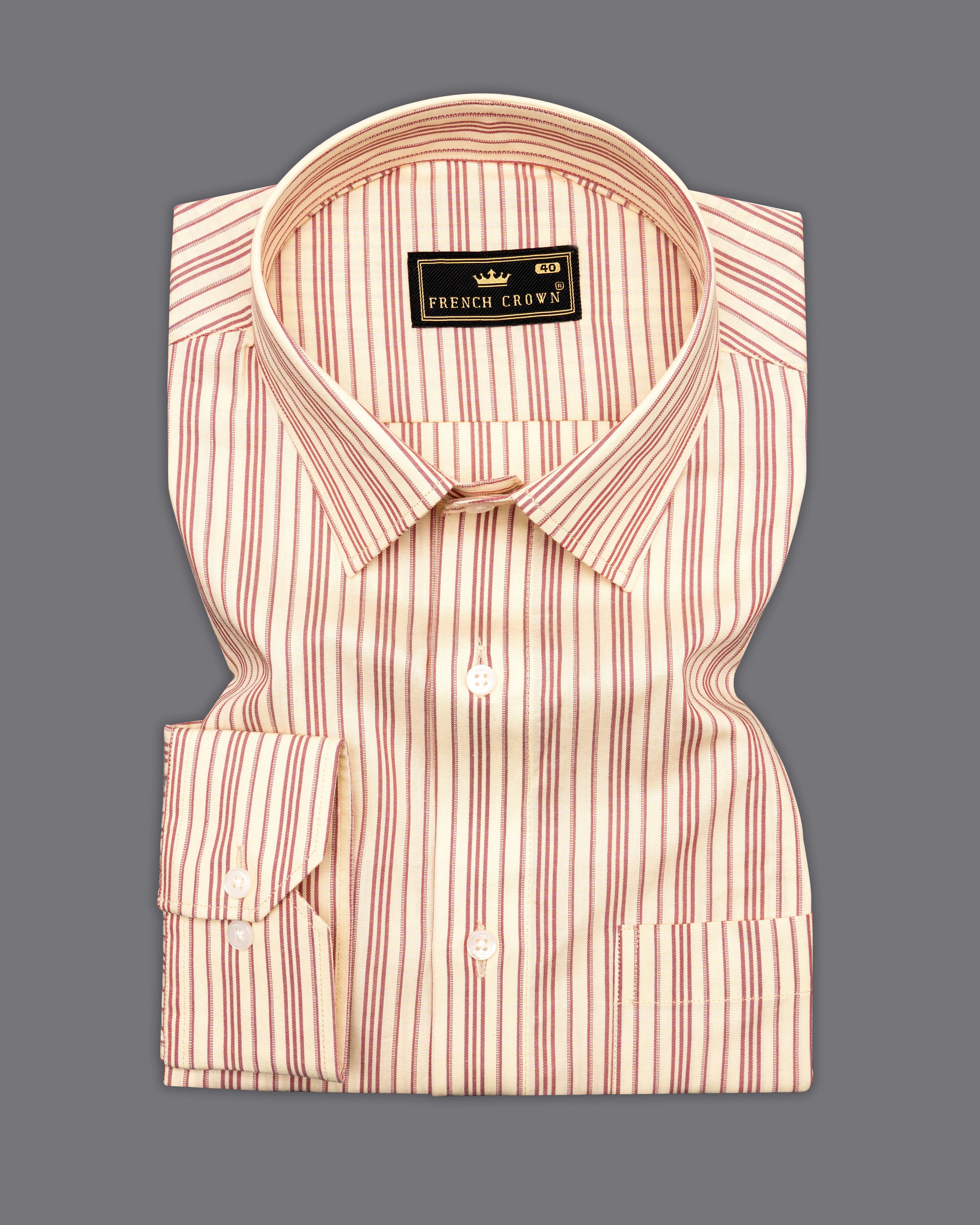 Tequila Cream with Sanguine Red Striped Premium Cotton Shirt 9542-38, 9542-H-38, 9542-39, 9542-H-39, 9542-40, 9542-H-40, 9542-42, 9542-H-42, 9542-44, 9542-H-44, 9542-46, 9542-H-46, 9542-48, 9542-H-48, 9542-50, 9542-H-50, 9542-52, 9542-H-52