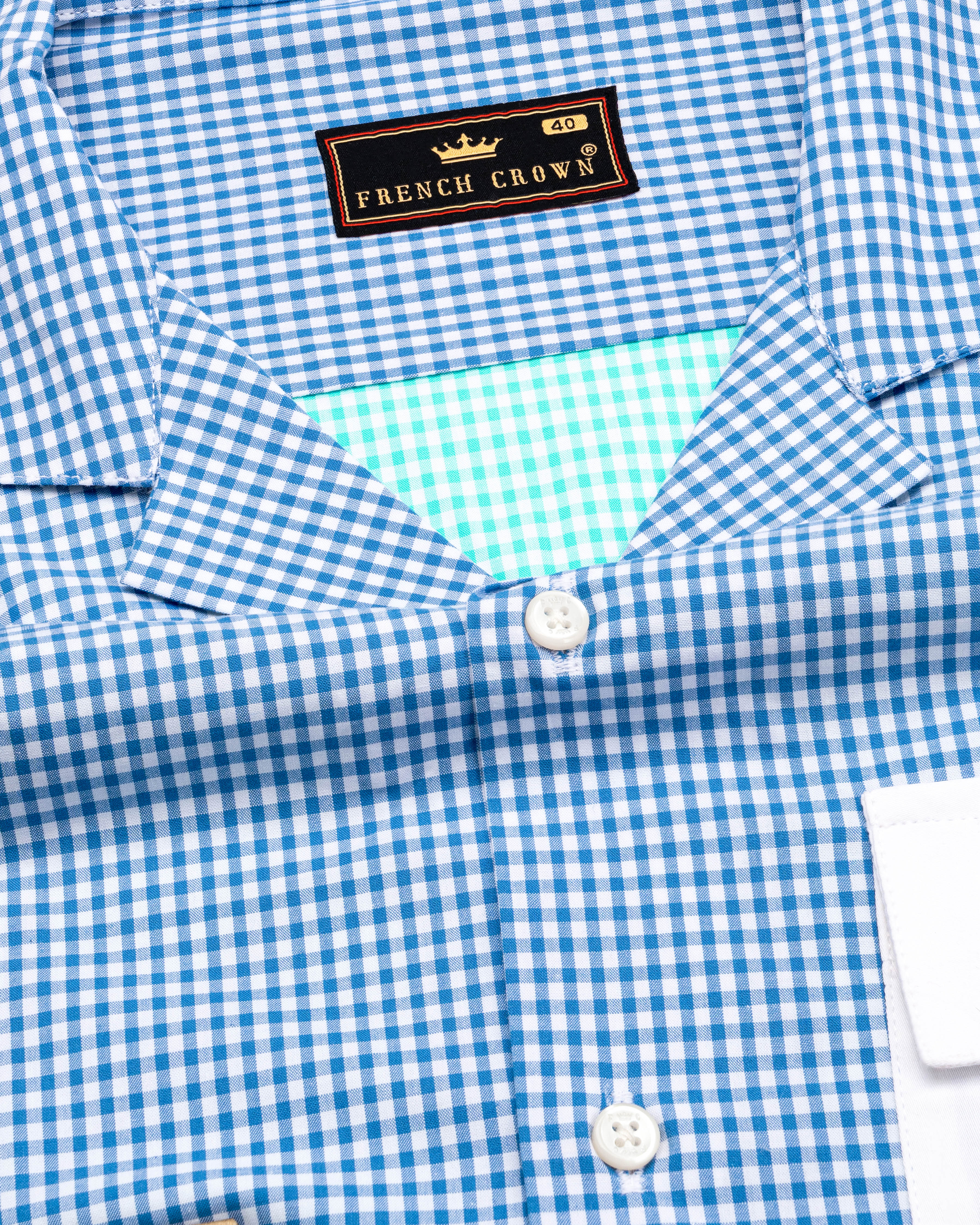 Persian Blue and White Checkered Premium Cotton Designer Shirt         9552-CC-SS-P462-H-38, 9552-CC-SS-P462-H-39, 9552-CC-SS-P462-H-40, 9552-CC-SS-P462-H-42, 9552-CC-SS-P462-H-44, 9552-CC-SS-P462-H-46, 9552-CC-SS-P462-H-48, 9552-CC-SS-P462-H-50,  9552-CC-SS-P462-H-52