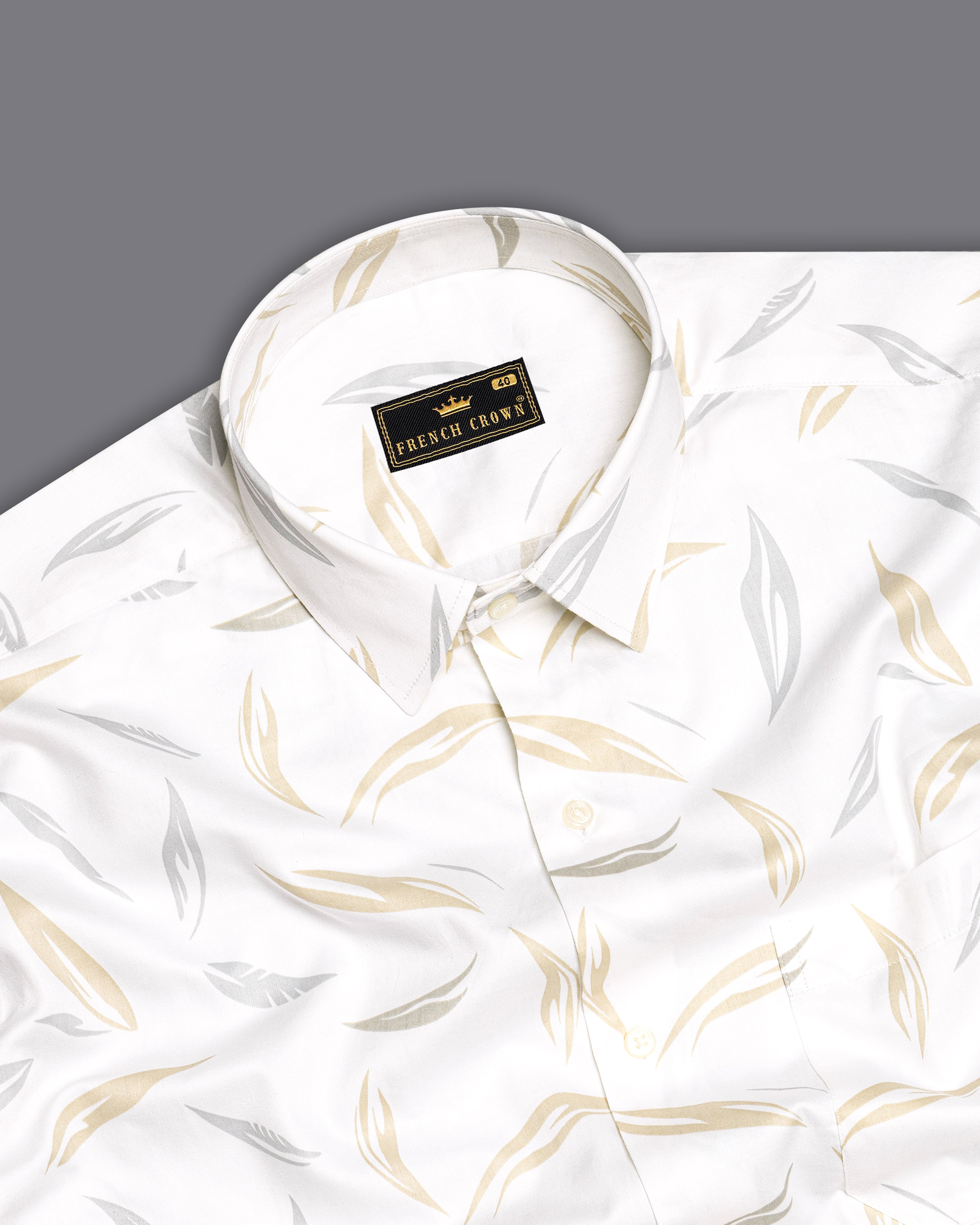 Bright White with Nebula Gray and Hampton Brown Printed Super Soft Premium Cotton Shirt 9577-38, 9577-H-38, 9577-39, 9577-H-39, 9577-40, 9577-H-40, 9577-42, 9577-H-42, 9577-44, 9577-H-44, 9577-46, 9577-H-46, 9577-48, 9577-H-48, 9577-50, 9577-H-50, 9577-52, 9577-H-52