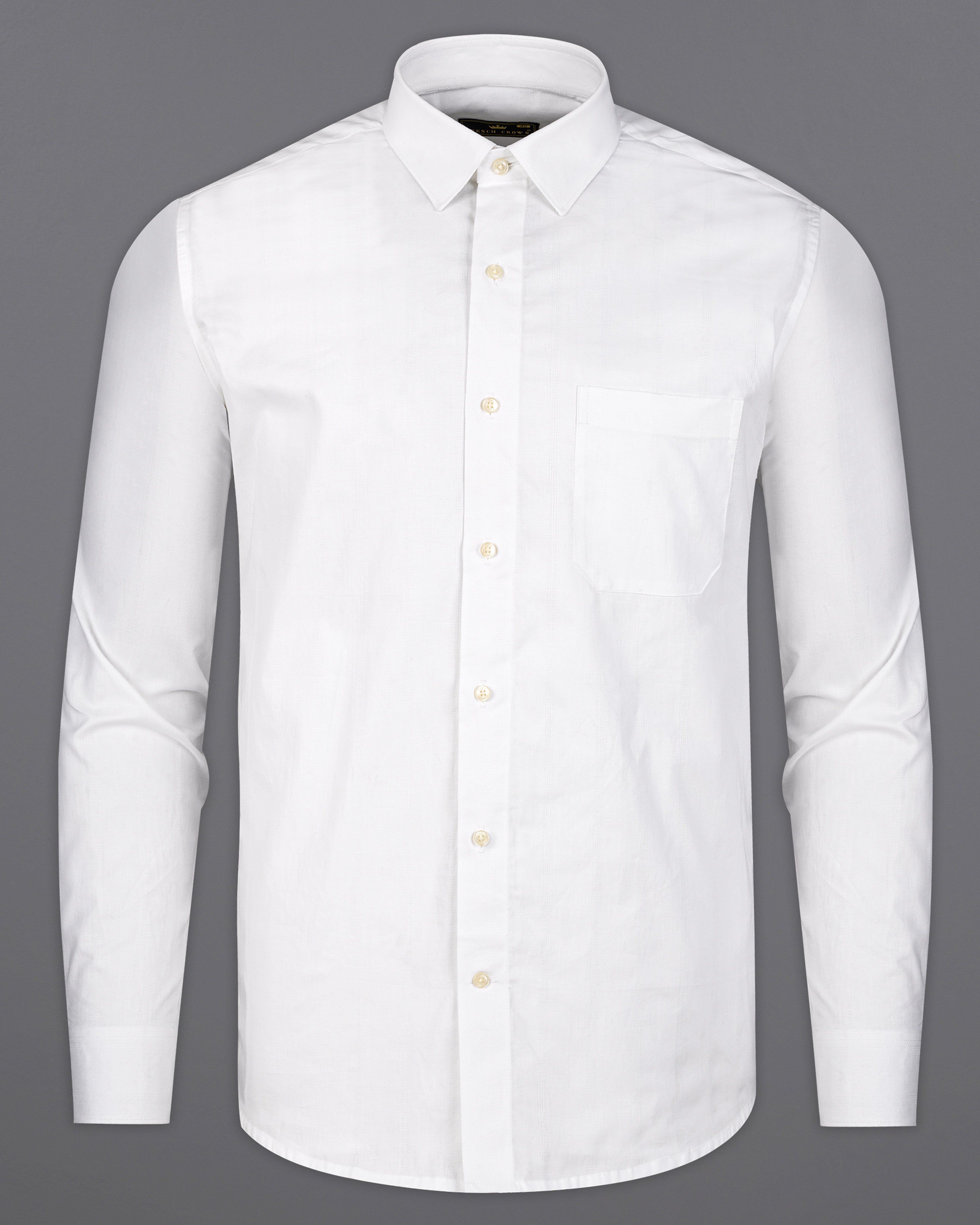 Bright White Casual/Formal Textured Premium Cotton Shirt For