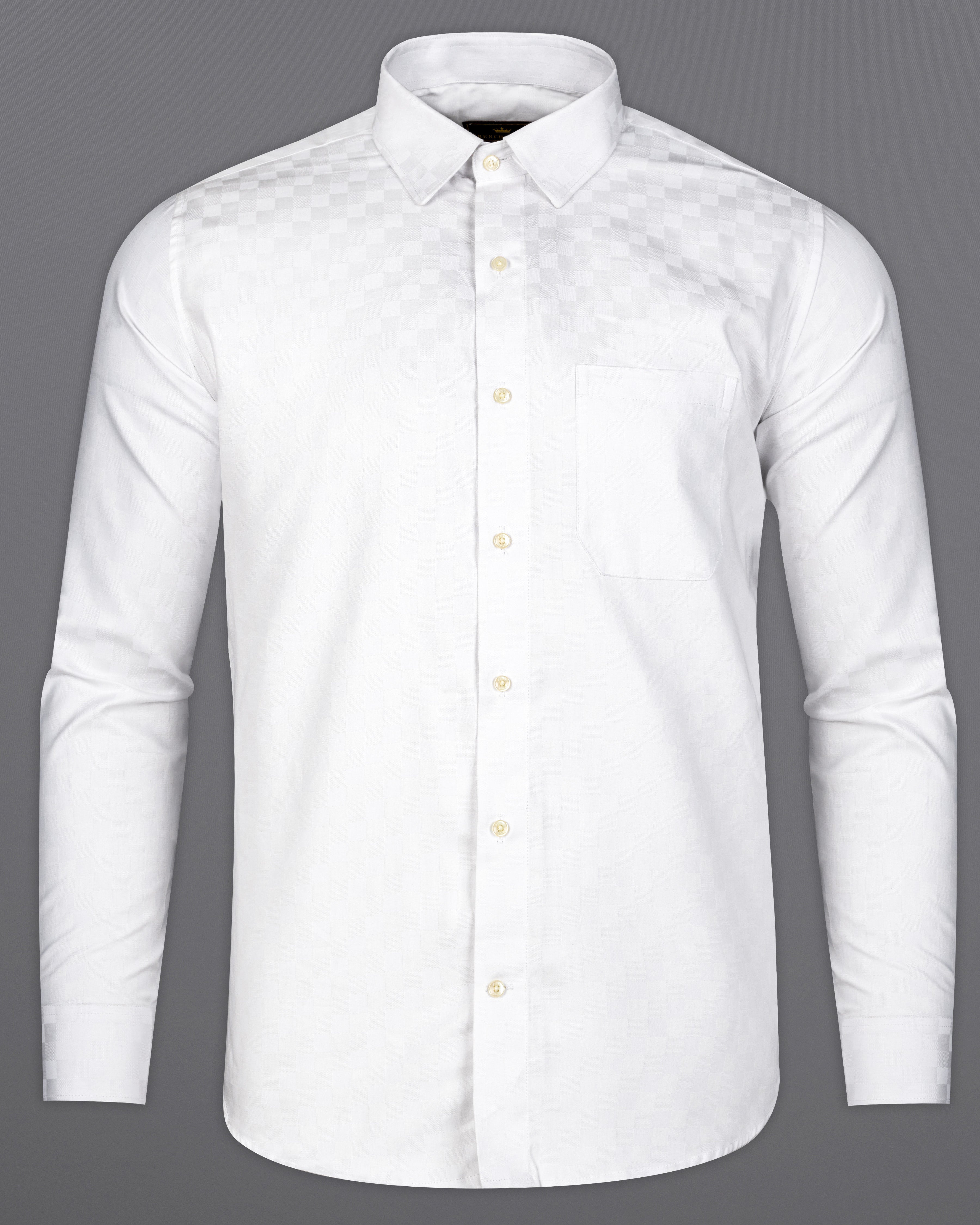 Bright White Checked Dobby Textured Premium Giza Cotton Shirt 9580-38, 9580-H-38, 9580-39, 9580-H-39, 9580-40, 9580-H-40, 9580-42, 9580-H-42, 9580-44, 9580-H-44, 9580-46, 9580-H-46, 9580-48, 9580-H-48, 9580-50, 9580-H-50, 9580-52, 9580-H-52