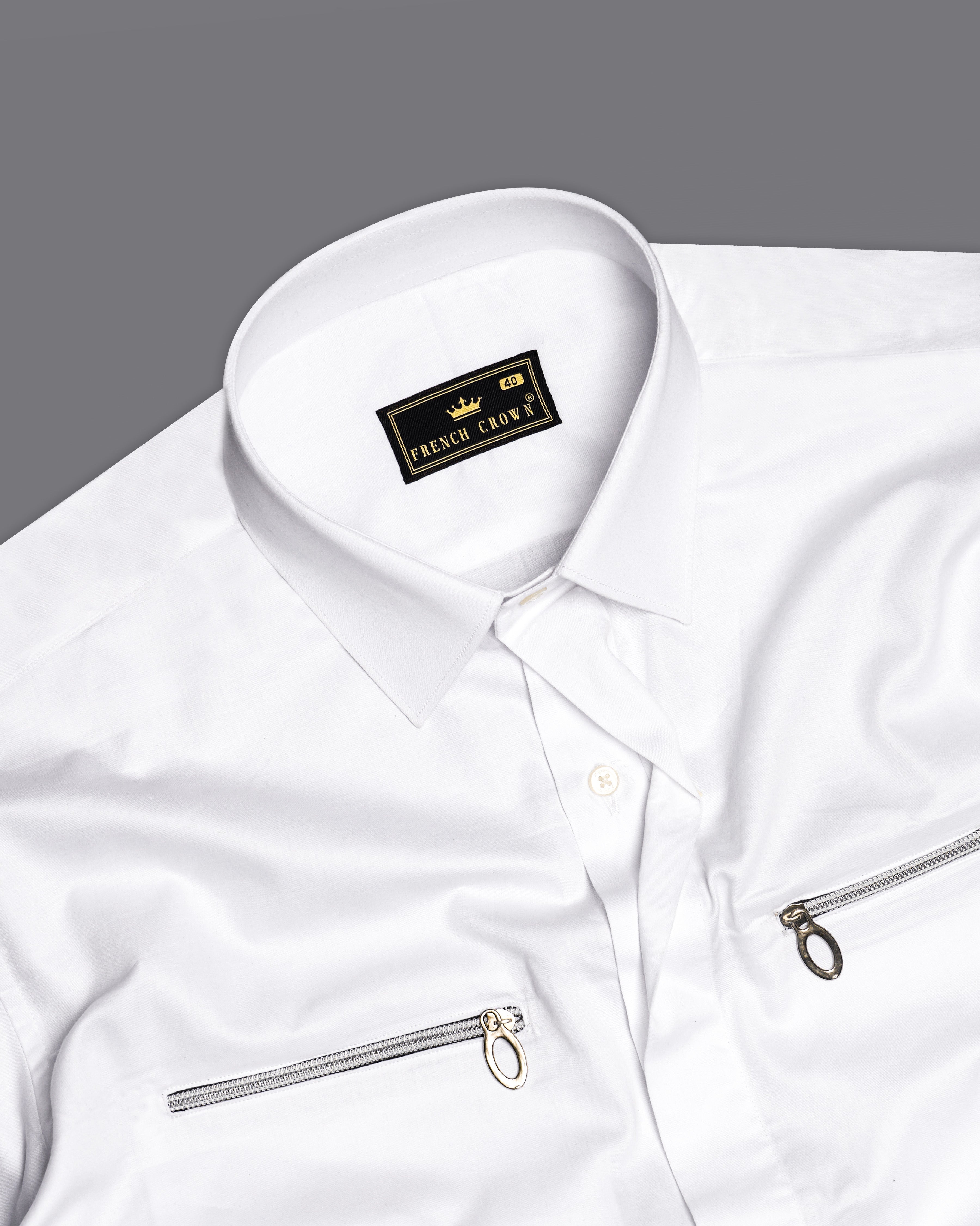 Bright White Subtle Sheen Super Soft Premium Cotton Designer Shirt With Zipper Pockets 9655-P596-38, 9655-P596-H-38, 9655-P596-39, 9655-P596-H-39, 9655-P596-40, 9655-P596-H-40, 9655-P596-42, 9655-P596-H-42, 9655-P596-44, 9655-P596-H-44, 9655-P596-46, 9655-P596-H-46, 9655-P596-48, 9655-P596-H-48, 9655-P596-50, 9655-P596-H-50, 9655-P596-52, 9655-P596-H-52