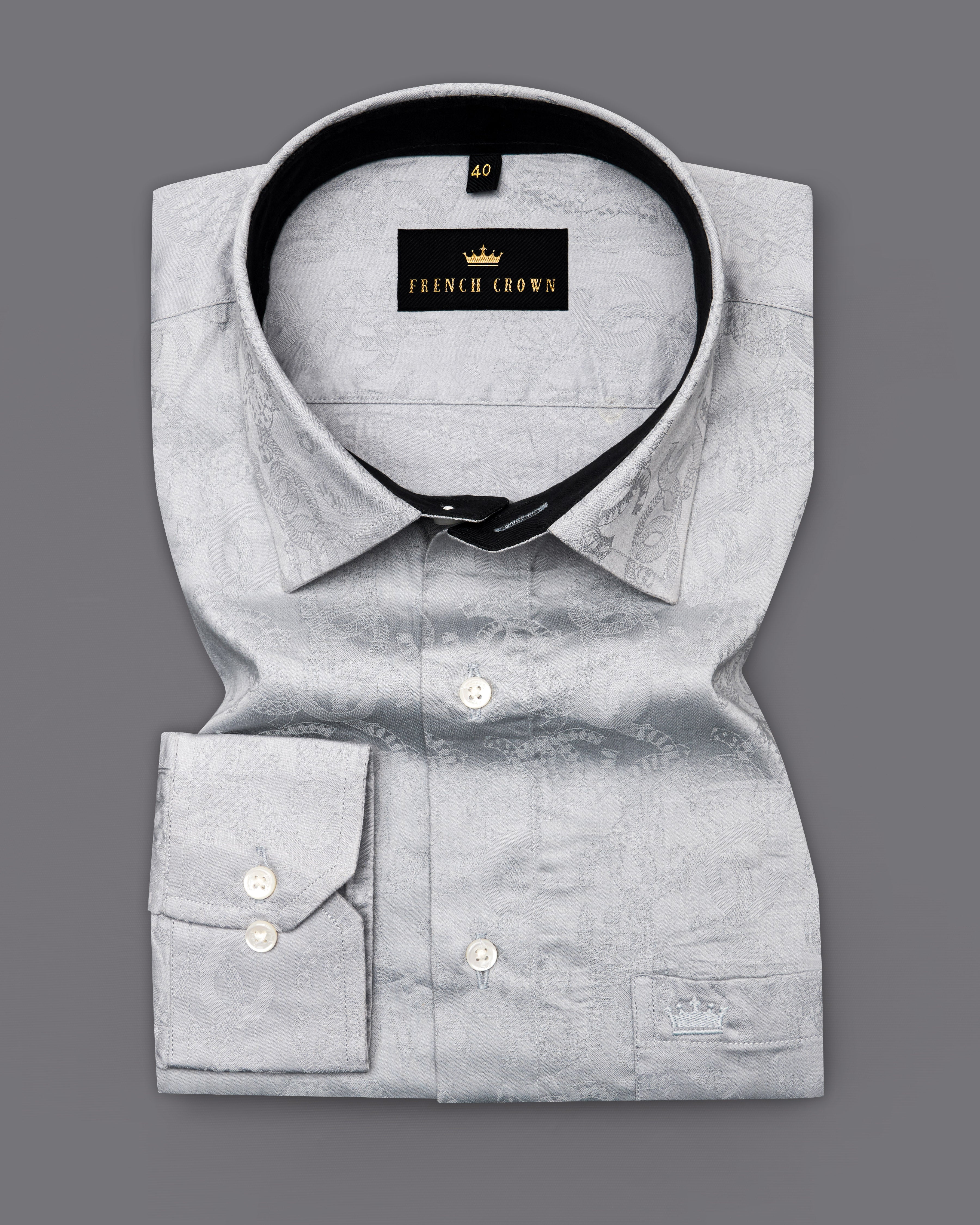 Metallic Gray Jacquard Textured Premium Giza Cotton Shirt 9661-CP-38,9661-CP-H-38,9661-CP-39,9661-CP-H-39,9661-CP-40,9661-CP-H-40,9661-CP-42,9661-CP-H-42,9661-CP-44,9661-CP-H-44,9661-CP-46,9661-CP-H-46,9661-CP-48,9661-CP-H-48,9661-CP-50,9661-CP-H-50,9661-CP-52,9661-CP-H-52