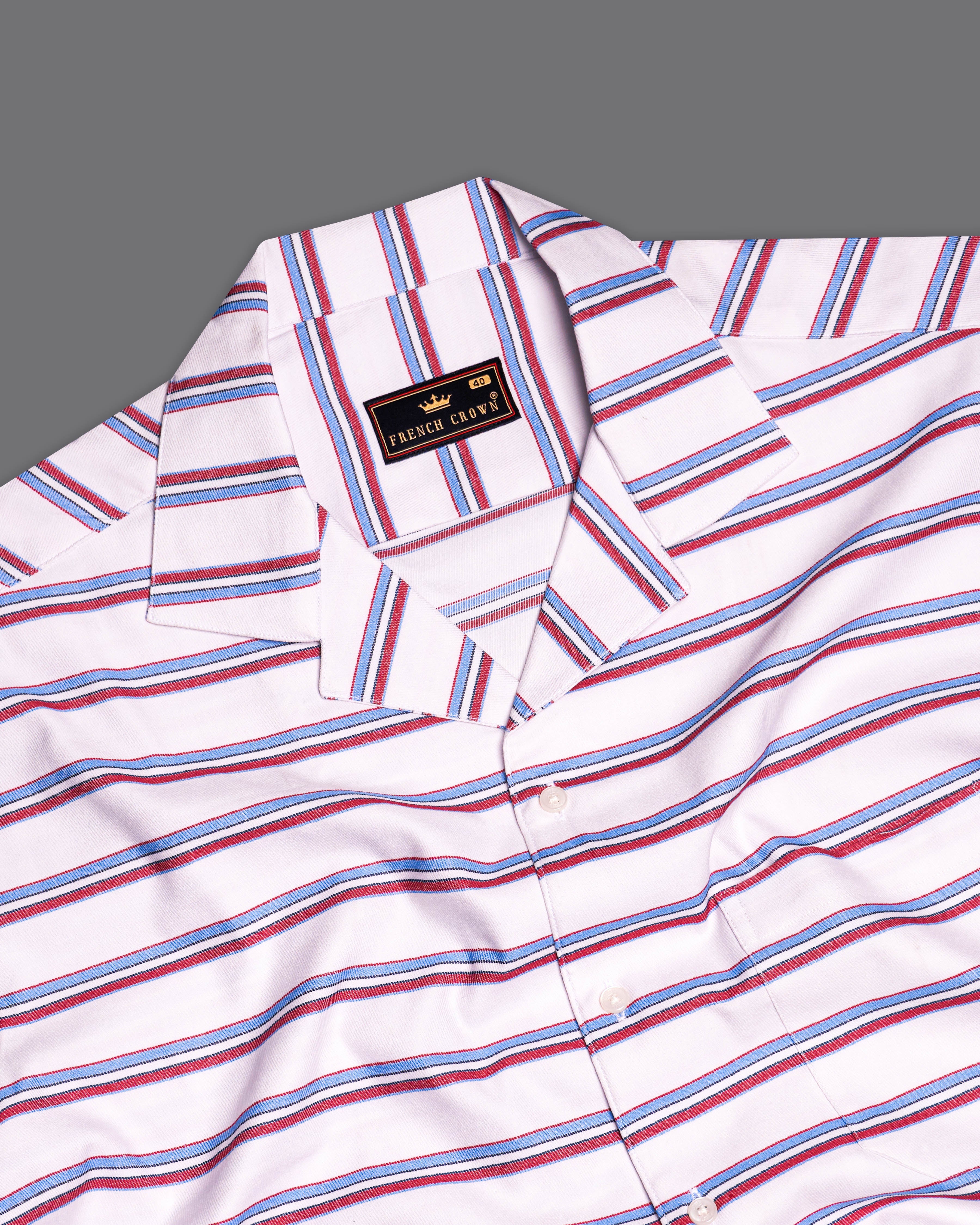 Bright White Multicolour Twill Striped Premium Cotton Half Sleeves Shirt 9662-CC-SS-H-38, 9662-CC-SS-H-39, 9662-CC-SS-H-40, 9662-CC-SS-H-42, 9662-CC-SS-H-44, 9662-CC-SS-H-46, 9662-CC-SS-H-48, 9662-CC-SS-H-50, 9662-CC-SS-H-52