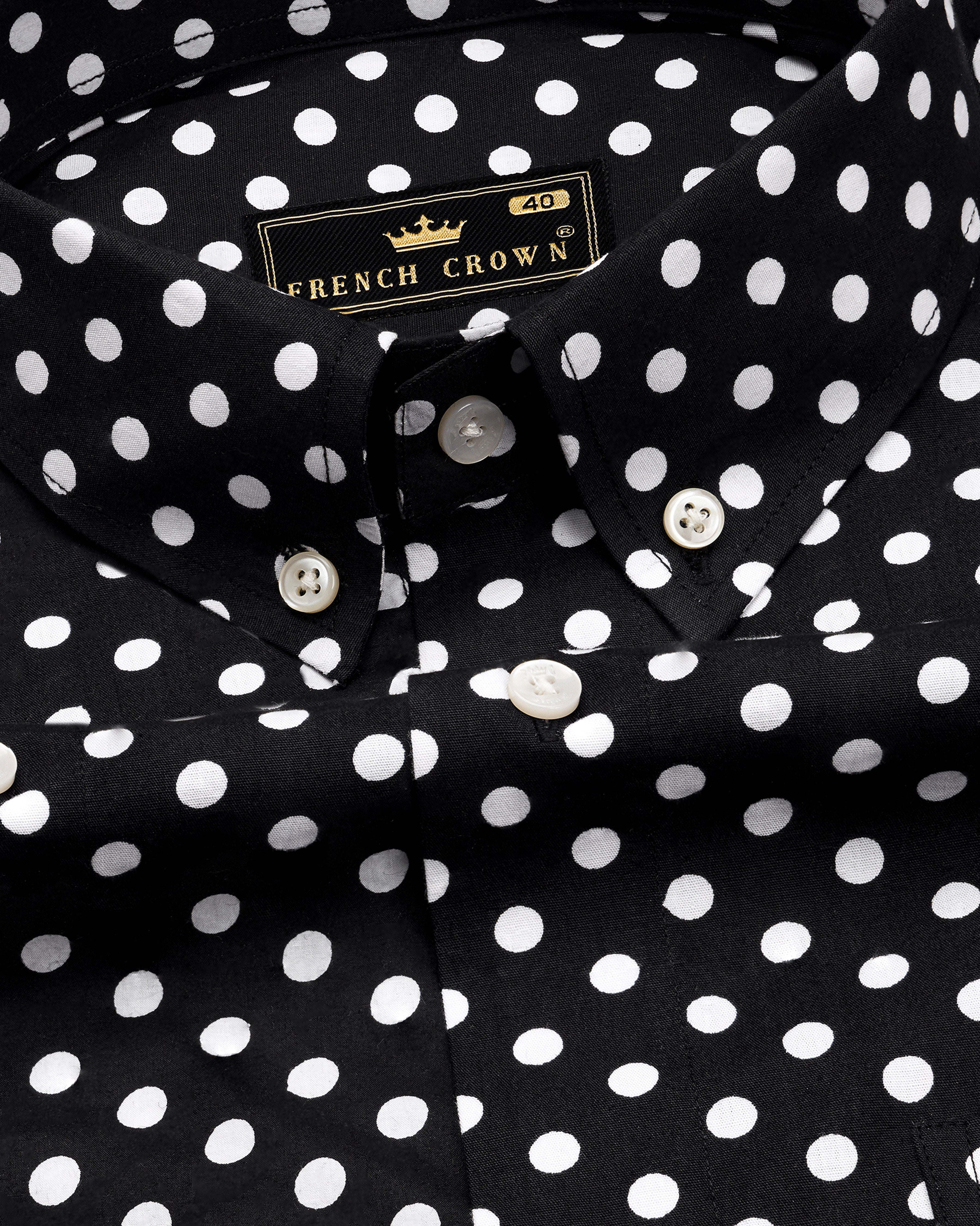 Jade Black Polka Dotted Premium Cotton Shirt 9677-BD-38, 9677-BD-H-38, 9677-BD-39, 9677-BD-H-39, 9677-BD-40, 9677-BD-H-40, 9677-BD-42, 9677-BD-H-42, 9677-BD-44, 9677-BD-H-44, 9677-BD-46, 9677-BD-H-46, 9677-BD-48, 9677-BD-H-48, 9677-BD-50, 9677-BD-H-50, 9677-BD-52, 9677-BD-H-52