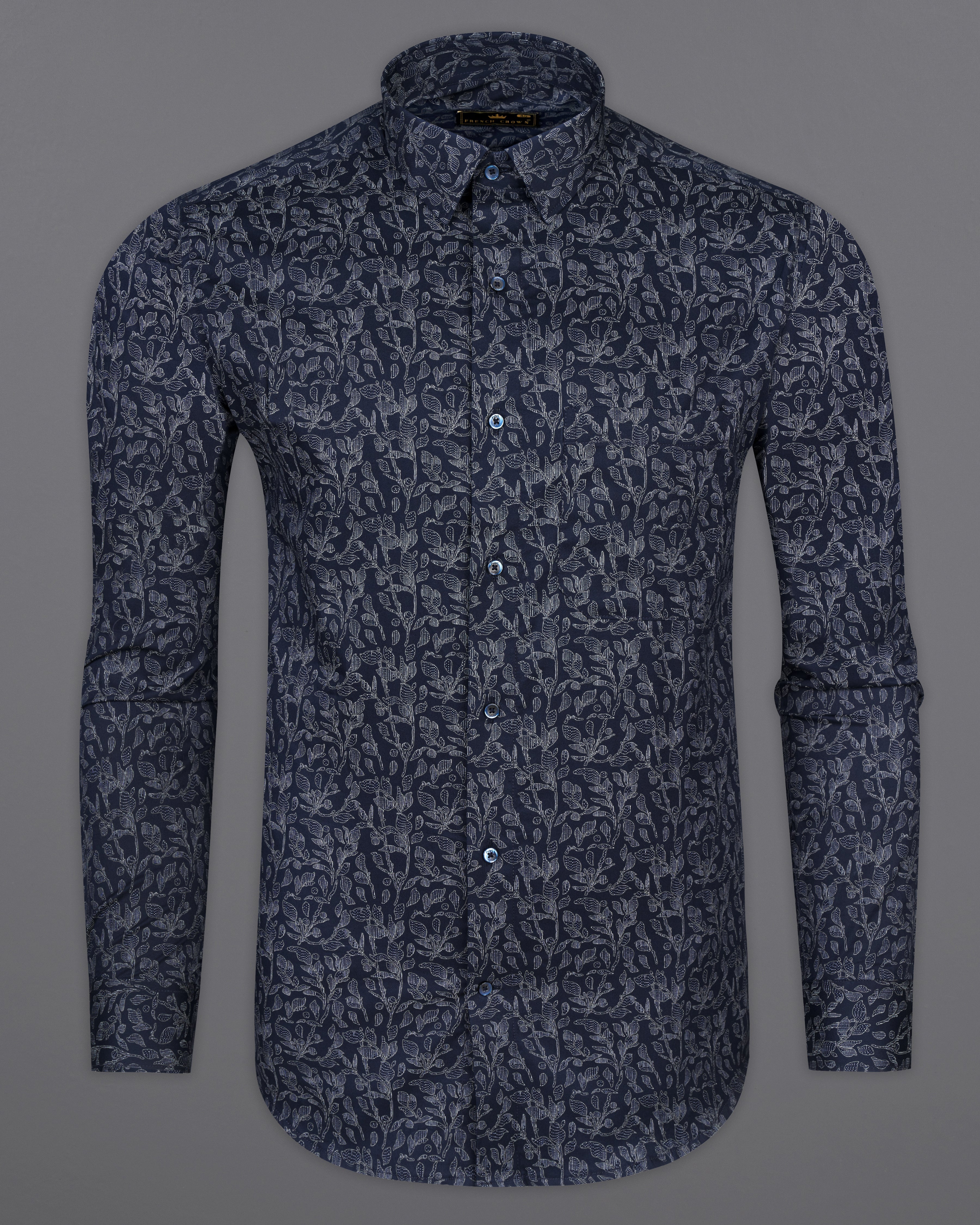 Ebony Clay Blue with Leaves Printed Super Soft Premium Cotton Shirt 9683-BLE-38, 9683-BLE-H-38, 9683-BLE-39, 9683-BLE-H-39, 9683-BLE-40, 9683-BLE-H-40, 9683-BLE-42, 9683-BLE-H-42, 9683-BLE-44, 9683-BLE-H-44, 9683-BLE-46, 9683-BLE-H-46, 9683-BLE-48, 9683-BLE-H-48, 9683-BLE-50, 9683-BLE-H-50, 9683-BLE-52, 9683-BLE-H-52