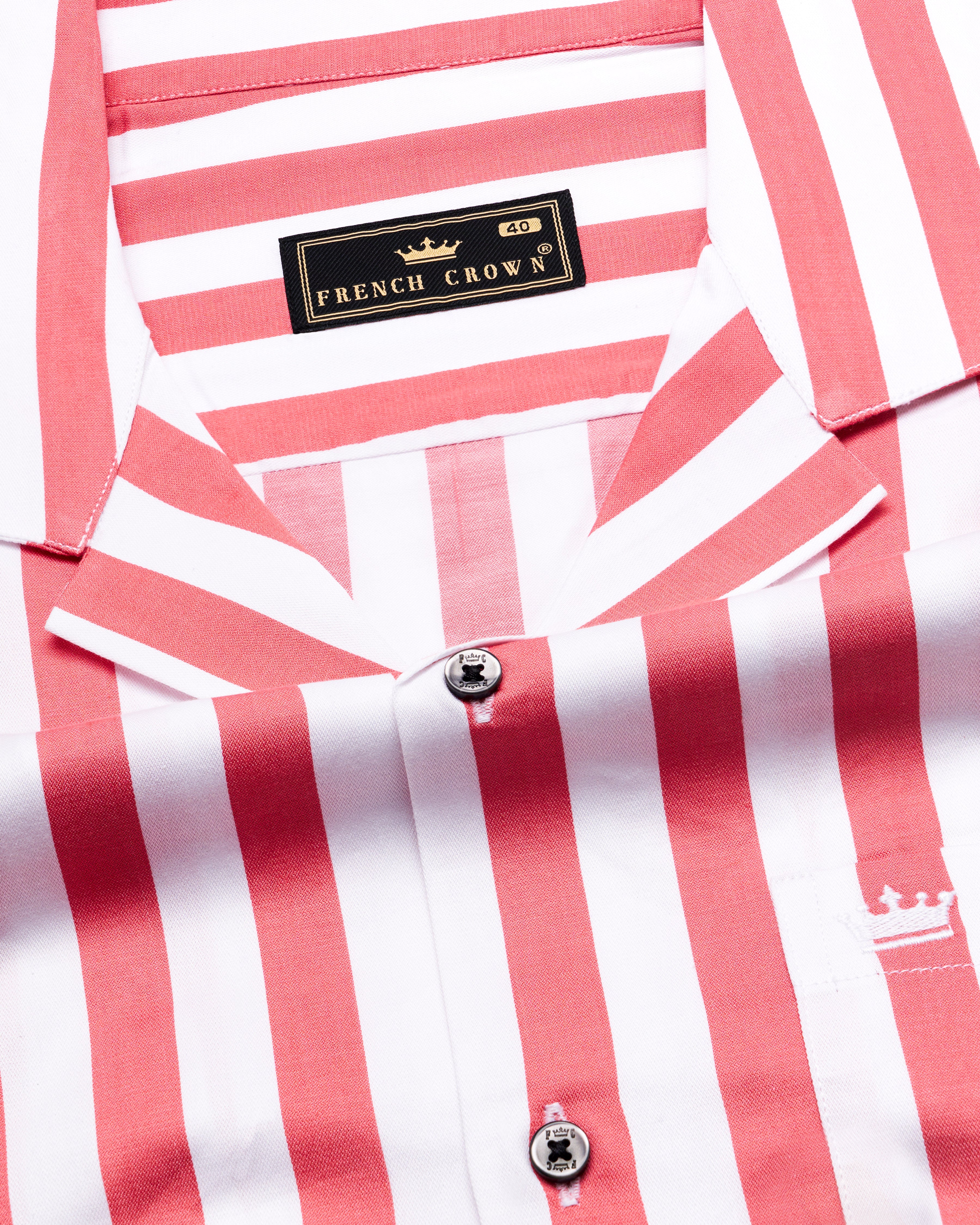 Geraldine Pink and White Striped Twill Premium Cotton Half Sleeved Shirt 9700-CC-BLK-SS-38, 9700-CC-BLK-SS-39, 9700-CC-BLK-SS-40, 9700-CC-BLK-SS-42, 9700-CC-BLK-SS-44, 9700-CC-BLK-SS-46, 9700-CC-BLK-SS-48, 9700-CC-BLK-SS-50, 9700-CC-BLK-SS-52