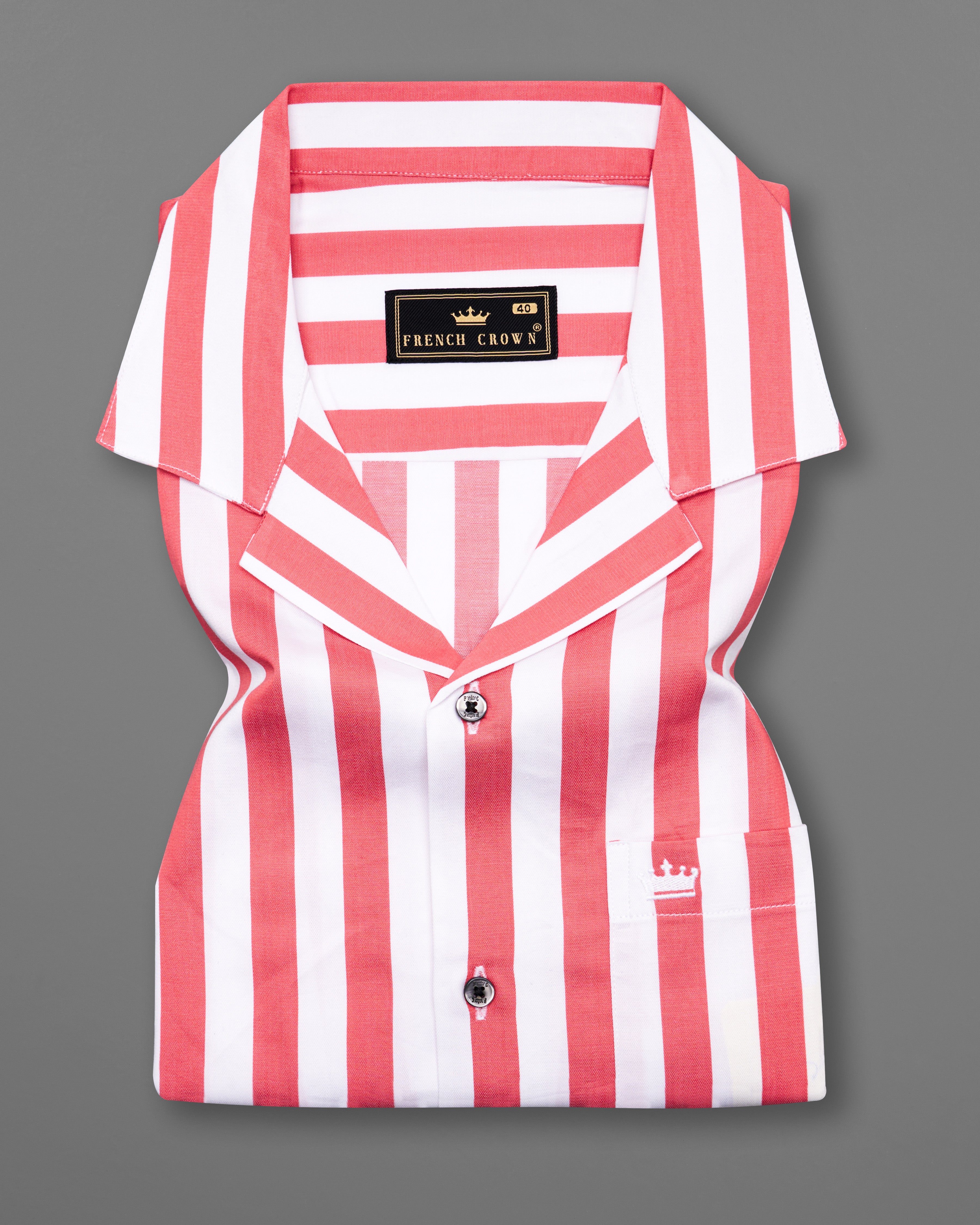 Geraldine Pink and White Striped Twill Premium Cotton Half Sleeved Shirt 9700-CC-BLK-SS-38, 9700-CC-BLK-SS-39, 9700-CC-BLK-SS-40, 9700-CC-BLK-SS-42, 9700-CC-BLK-SS-44, 9700-CC-BLK-SS-46, 9700-CC-BLK-SS-48, 9700-CC-BLK-SS-50, 9700-CC-BLK-SS-52