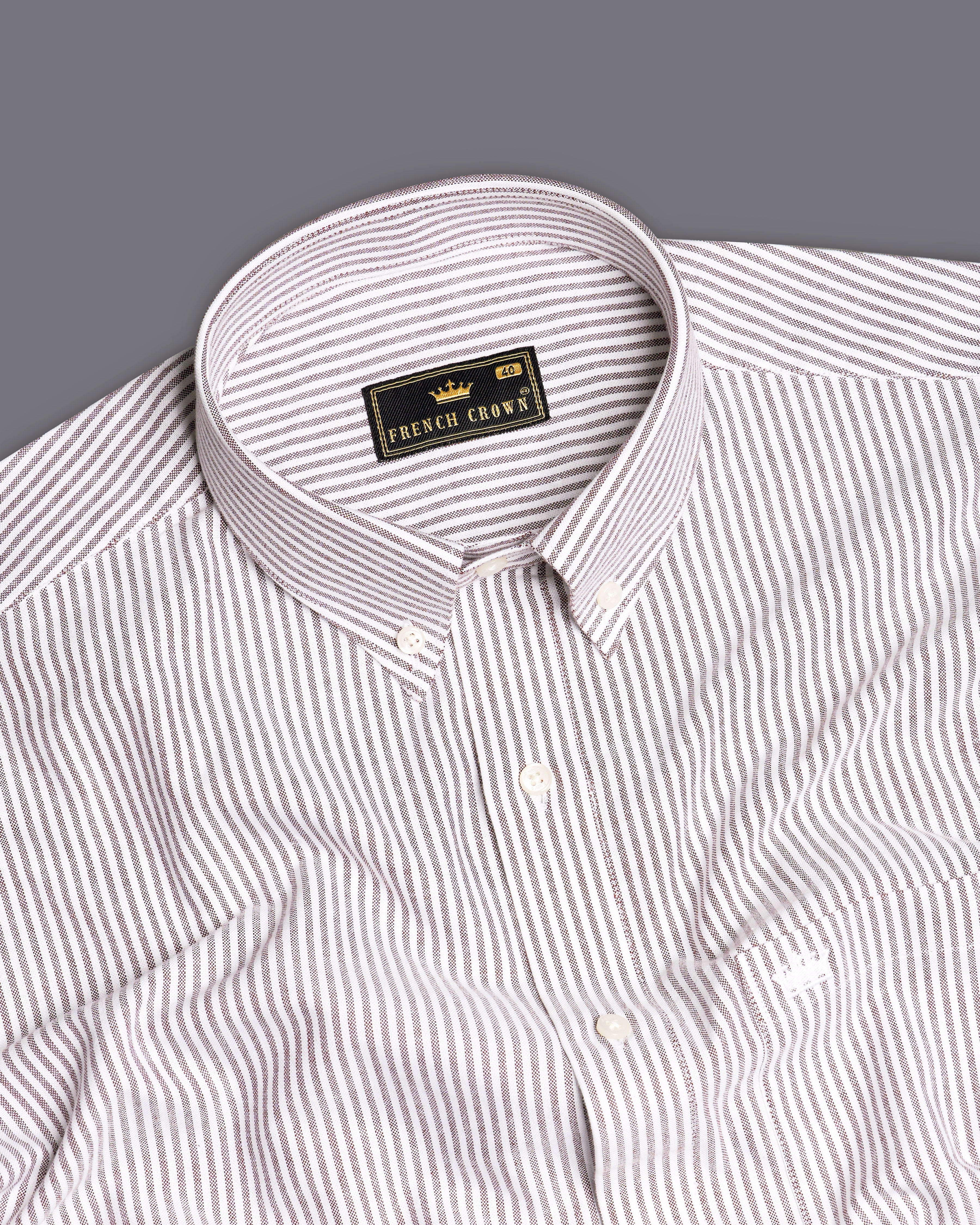 Cafe Noir Brown and White Striped Button Down Royal Oxford Shirt 9725-BD-38, 9725-BD-H-38, 9725-BD-39, 9725-BD-H-39, 9725-BD-40, 9725-BD-H-40, 9725-BD-42, 9725-BD-H-42, 9725-BD-44, 9725-BD-H-44, 9725-BD-46, 9725-BD-H-46, 9725-BD-48, 9725-BD-H-48, 9725-BD-50, 9725-BD-H-50, 9725-BD-52, 9725-BD-H-52