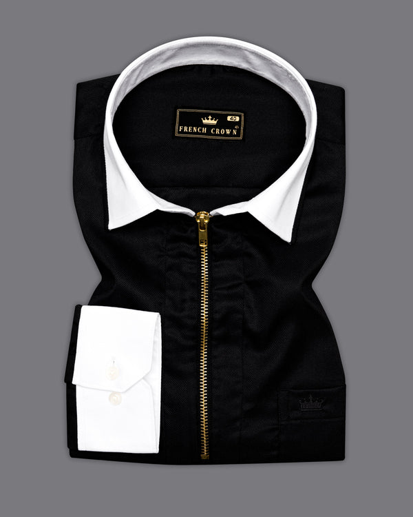 Jade Black Twill Premium Cotton Designer Shirt with White Collar and Cuffs 9731-WCC-ZP-P76-38, 9731-WCC-ZP-P76-H-38, 9731-WCC-ZP-P76-39, 9731-WCC-ZP-P76-H-39, 9731-WCC-ZP-P76-40, 9731-WCC-ZP-P76-H-40, 9731-WCC-ZP-P76-42, 9731-WCC-ZP-P76-H-42, 9731-WCC-ZP-P76-44, 9731-WCC-ZP-P76-H-44, 9731-WCC-ZP-P76-46, 9731-WCC-ZP-P76-H-46, 9731-WCC-ZP-P76-48, 9731-WCC-ZP-P76-H-48, 9731-WCC-ZP-P76-50, 9731-WCC-ZP-P76-H-50, 9731-WCC-ZP-P76-52, 9731-WCC-ZP-P76-H-52