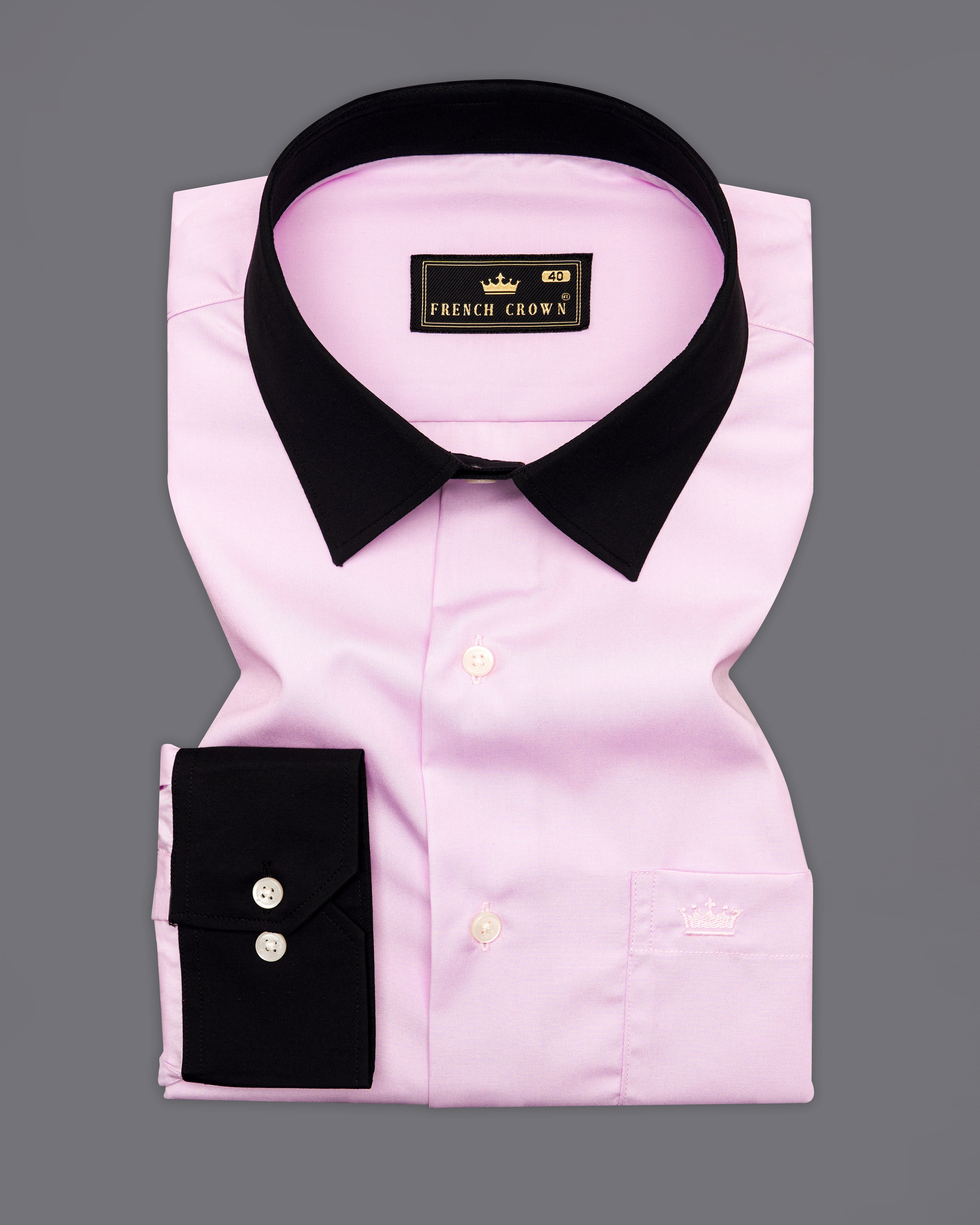 Pastel Pink with Black Collar and Cuff Premium Cotton Shirt 9749-BCC-38, 9749-BCC-H-38, 9749-BCC-39, 9749-BCC-H-39, 9749-BCC-40, 9749-BCC-H-40, 9749-BCC-42, 9749-BCC-H-42, 9749-BCC-44, 9749-BCC-H-44, 9749-BCC-46, 9749-BCC-H-46, 9749-BCC-48, 9749-BCC-H-48, 9749-BCC-50, 9749-BCC-H-50, 9749-BCC-52, 9749-BCC-H-52