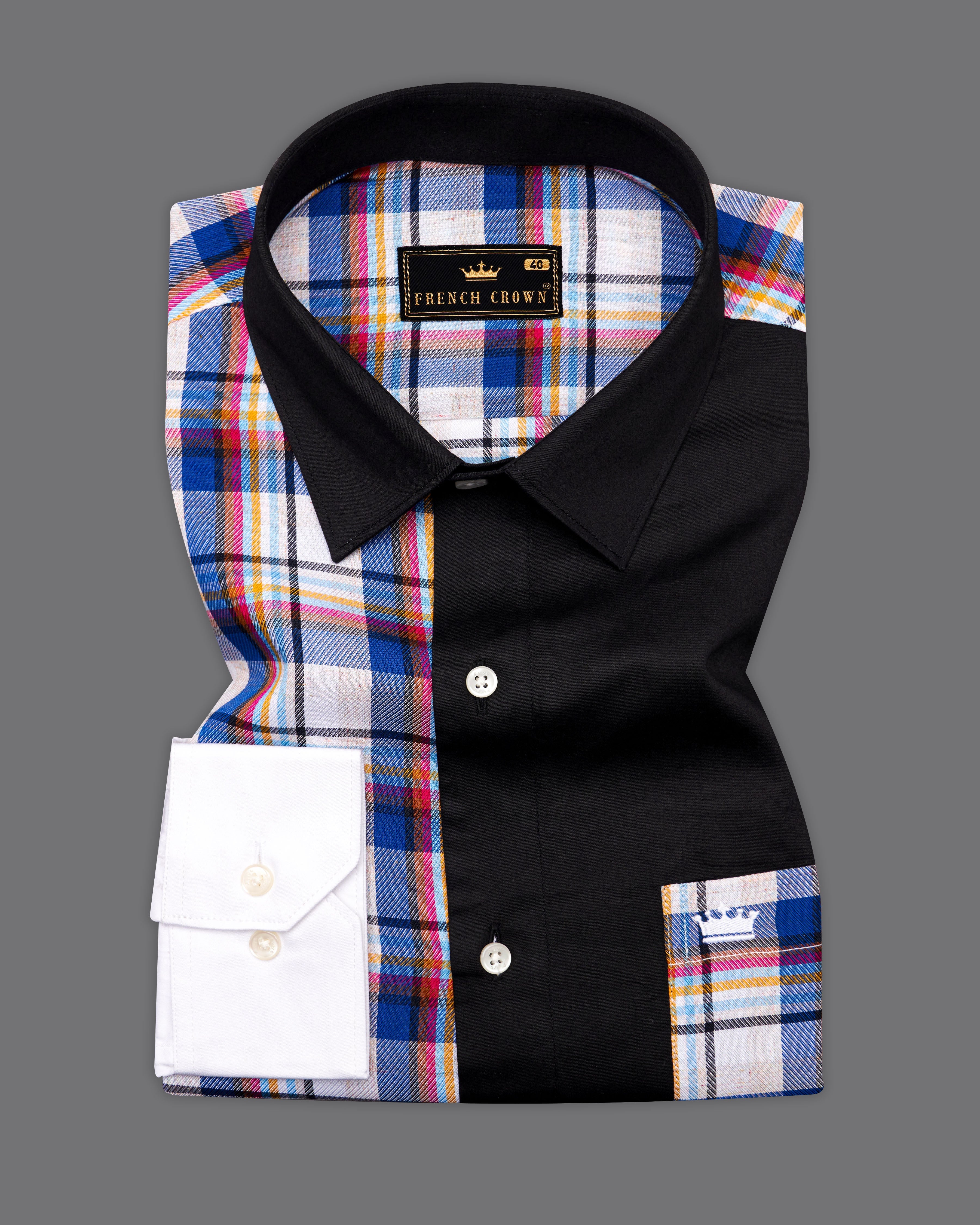 Bright White with Black and Cobalt Blue Checkered Super Soft Premium Cotton Designer Shirt 9757-P406-38, 9757-P406-H-38, 9757-P406-39, 9757-P406-H-39, 9757-P406-40, 9757-P406-H-40, 9757-P406-42, 9757-P406-H-42, 9757-P406-44, 9757-P406-H-44, 9757-P406-46, 9757-P406-H-46, 9757-P406-48, 9757-P406-H-48, 9757-P406-50, 9757-P406-H-50, 9757-P406-52, 9757-P406-H-52