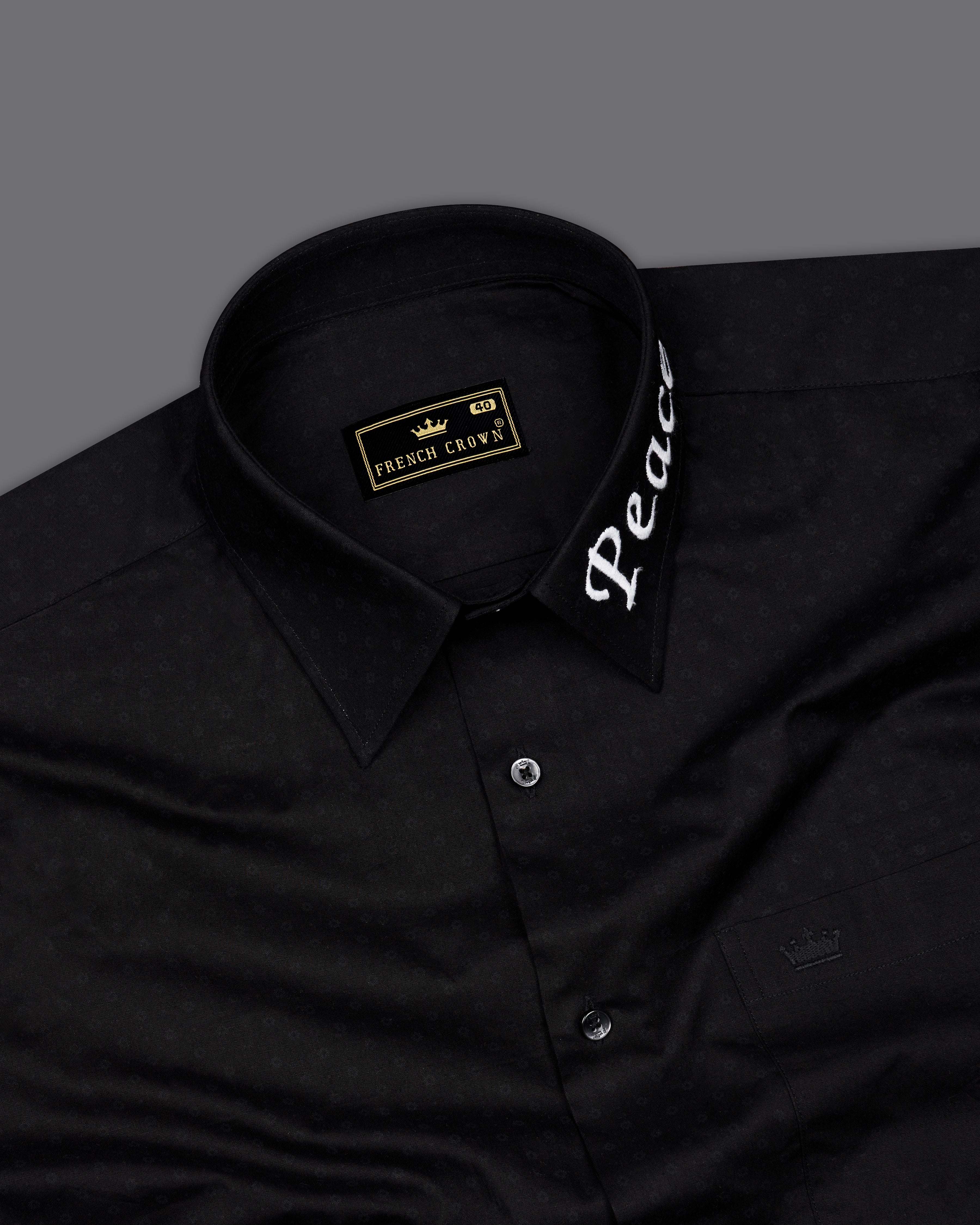 Jade Black Peace Embroidered Royal Oxford Designer Shirt 9773-BLK-P446-38, 9773-BLK-P446-H-38, 9773-BLK-P446-39, 9773-BLK-P446-H-39, 9773-BLK-P446-40, 9773-BLK-P446-H-40, 9773-BLK-P446-42, 9773-BLK-P446-H-42, 9773-BLK-P446-44, 9773-BLK-P446-H-44, 9773-BLK-P446-46, 9773-BLK-P446-H-46, 9773-BLK-P446-48, 9773-BLK-P446-H-48, 9773-BLK-P446-50, 9773-BLK-P446-H-50, 9773-BLK-P446-52, 9773-BLK-P446-H-52