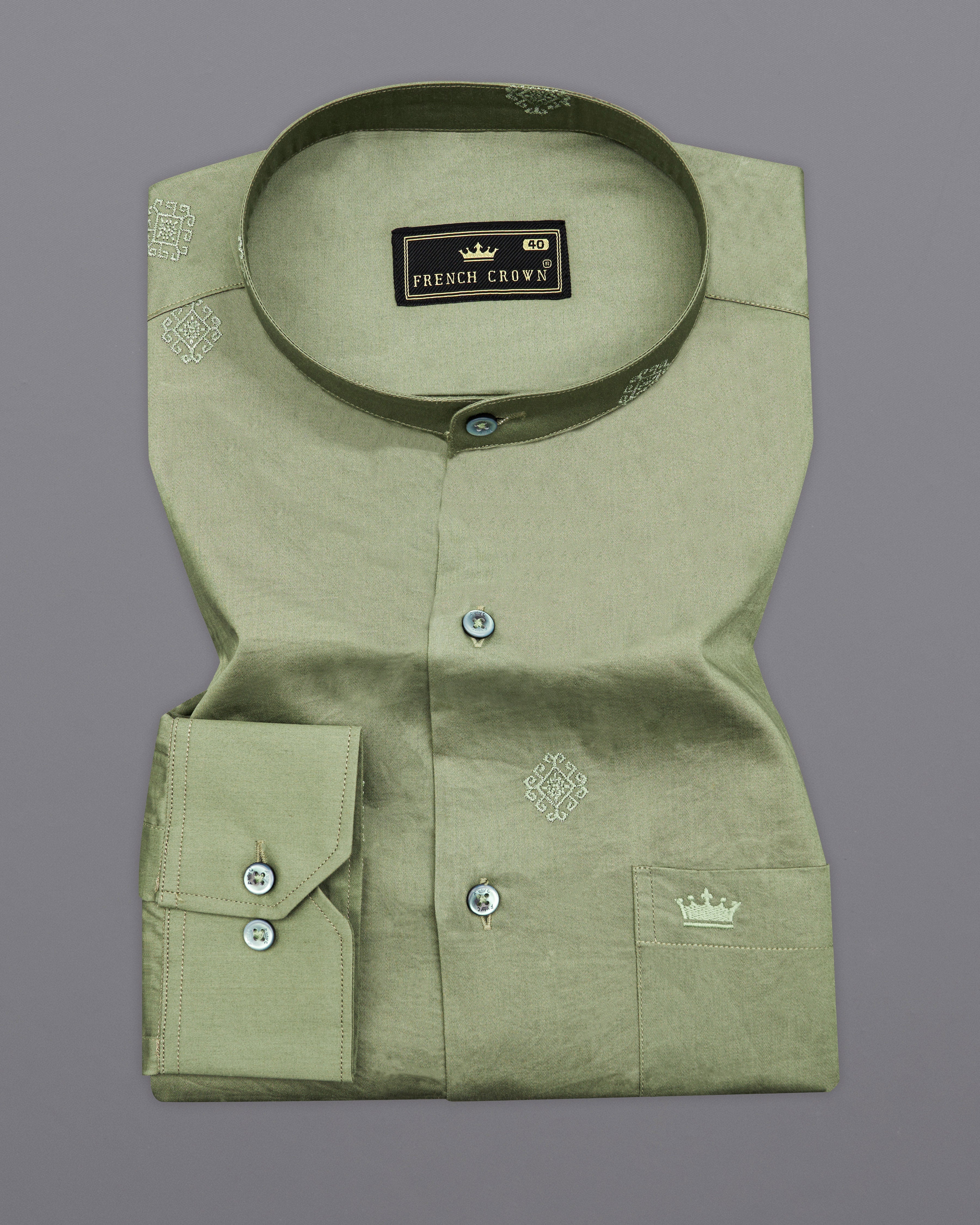 Cement Green Embroidered Super Soft Premium Cotton Shirt 9821-M-GR-38, 9821-M-GR-H-38, 9821-M-GR-39, 9821-M-GR-H-39, 9821-M-GR-40, 9821-M-GR-H-40, 9821-M-GR-42, 9821-M-GR-H-42, 9821-M-GR-44, 9821-M-GR-H-44, 9821-M-GR-46, 9821-M-GR-H-46, 9821-M-GR-48, 9821-M-GR-H-48, 9821-M-GR-50, 9821-M-GR-H-50, 9821-M-GR-52, 9821-M-GR-H-52