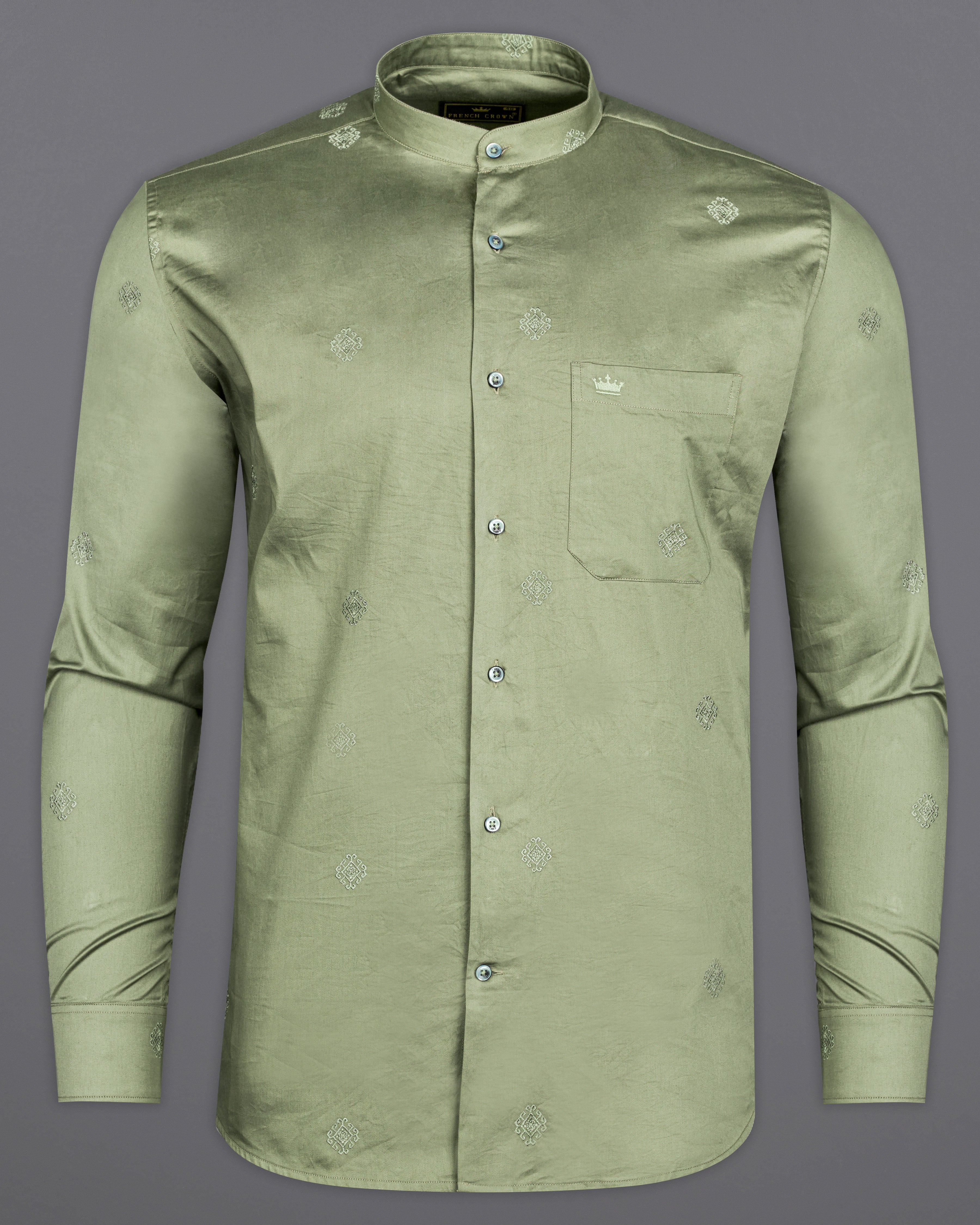 Cement Green Embroidered Super Soft Premium Cotton Shirt 9821-M-GR-38, 9821-M-GR-H-38, 9821-M-GR-39, 9821-M-GR-H-39, 9821-M-GR-40, 9821-M-GR-H-40, 9821-M-GR-42, 9821-M-GR-H-42, 9821-M-GR-44, 9821-M-GR-H-44, 9821-M-GR-46, 9821-M-GR-H-46, 9821-M-GR-48, 9821-M-GR-H-48, 9821-M-GR-50, 9821-M-GR-H-50, 9821-M-GR-52, 9821-M-GR-H-52