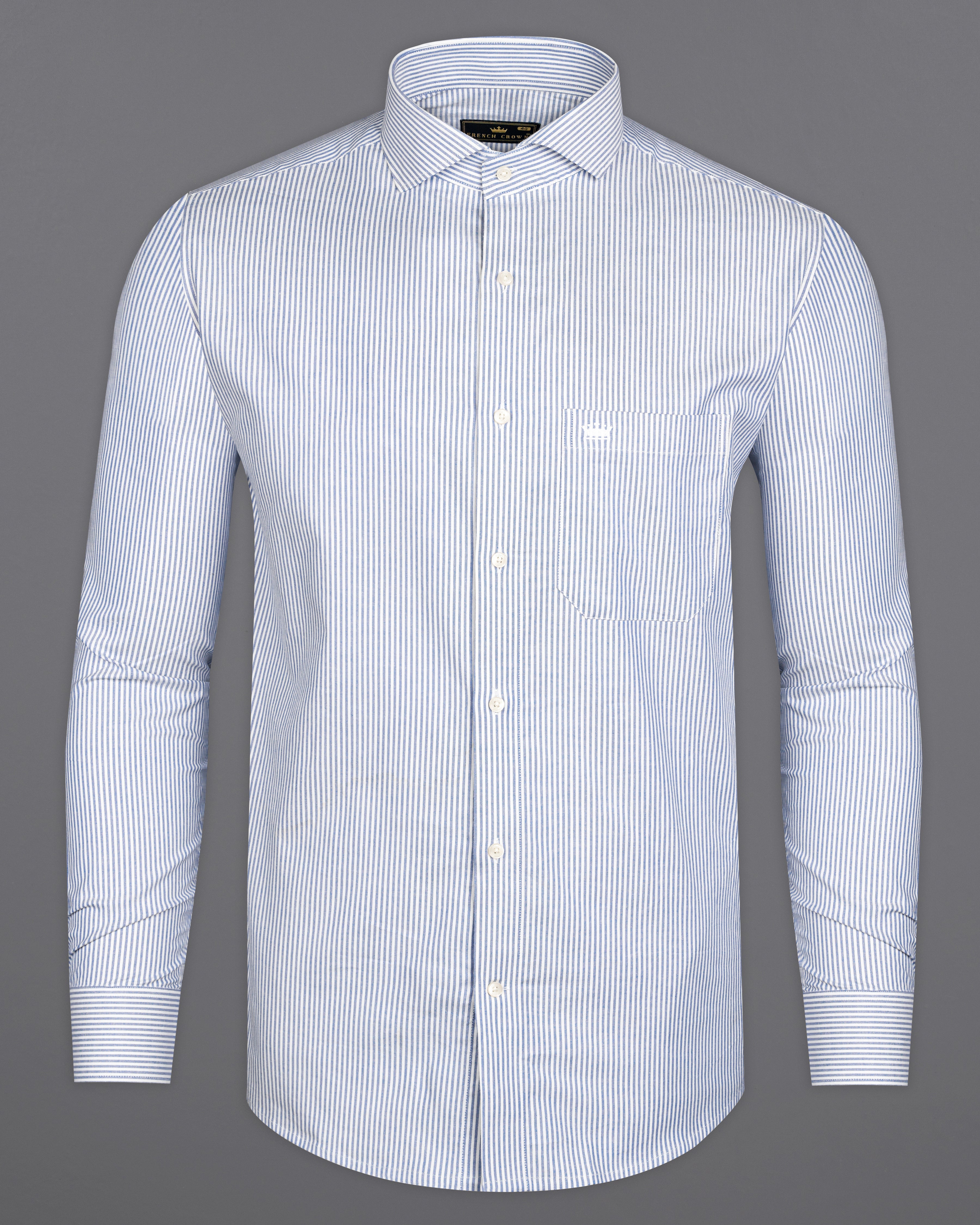 Glaucous Blue and White Striped Royal Oxford Shirt 9833-CA-38, 9833-CA-H-38, 9833-CA-39, 9833-CA-H-39, 9833-CA-40, 9833-CA-H-40, 9833-CA-42, 9833-CA-H-42, 9833-CA-44, 9833-CA-H-44, 9833-CA-46, 9833-CA-H-46, 9833-CA-48, 9833-CA-H-48, 9833-CA-50, 9833-CA-H-50, 9833-CA-52, 9833-CA-H-52