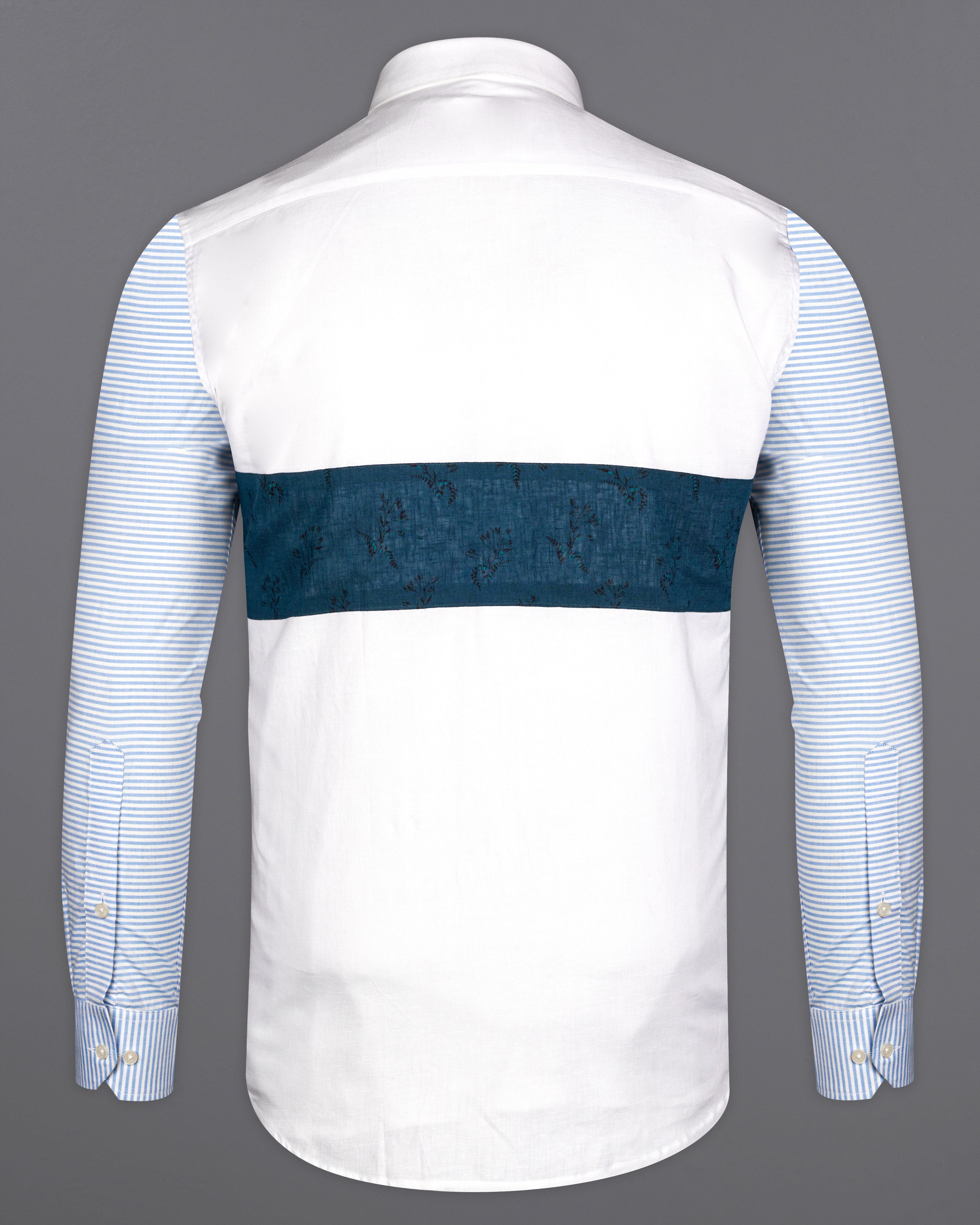 Off White with CloudBurst Blue Patch Work Luxurious Linen Designer Shirt 9834-P177-38, 9834-P177-H-38, 9834-P177-39, 9834-P177-H-39, 9834-P177-40, 9834-P177-H-40, 9834-P177-42, 9834-P177-H-42, 9834-P177-44, 9834-P177-H-44, 9834-P177-46, 9834-P177-H-46, 9834-P177-48, 9834-P177-H-48, 9834-P177-50, 9834-P177-H-50, 9834-P177-52, 9834-P177-H-52