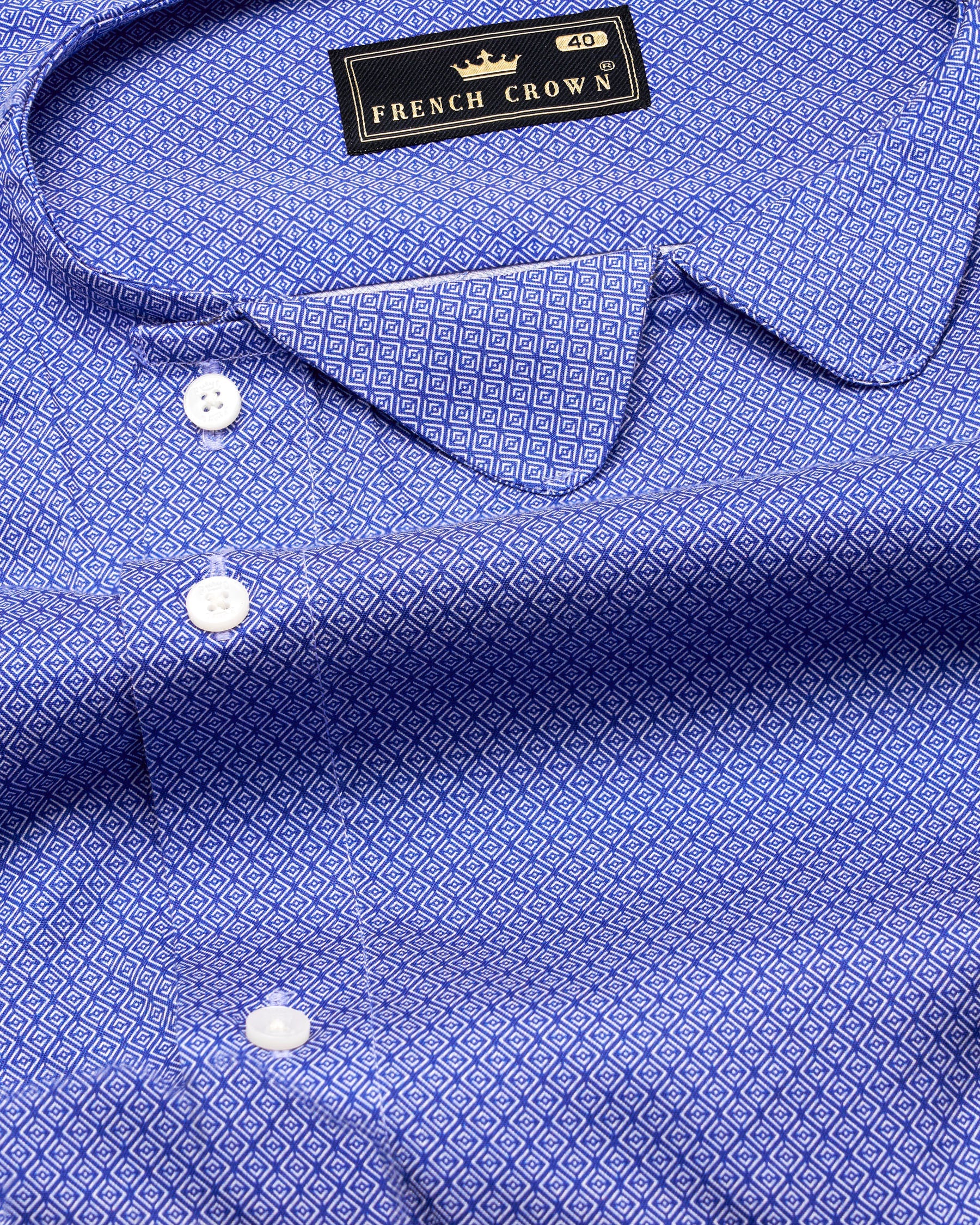 Dark Periwinkle Blue Geometric Printed Premium Cotton Designer Shirt 9851-P368-38, 9851-P368-H-38, 9851-P368-39, 9851-P368-H-39, 9851-P368-40, 9851-P368-H-40, 9851-P368-42, 9851-P368-H-42, 9851-P368-44, 9851-P368-H-44, 9851-P368-46, 9851-P368-H-46, 9851-P368-48, 9851-P368-H-48, 9851-P368-50, 9851-P368-H-50, 9851-P368-52, 9851-P368-H-52