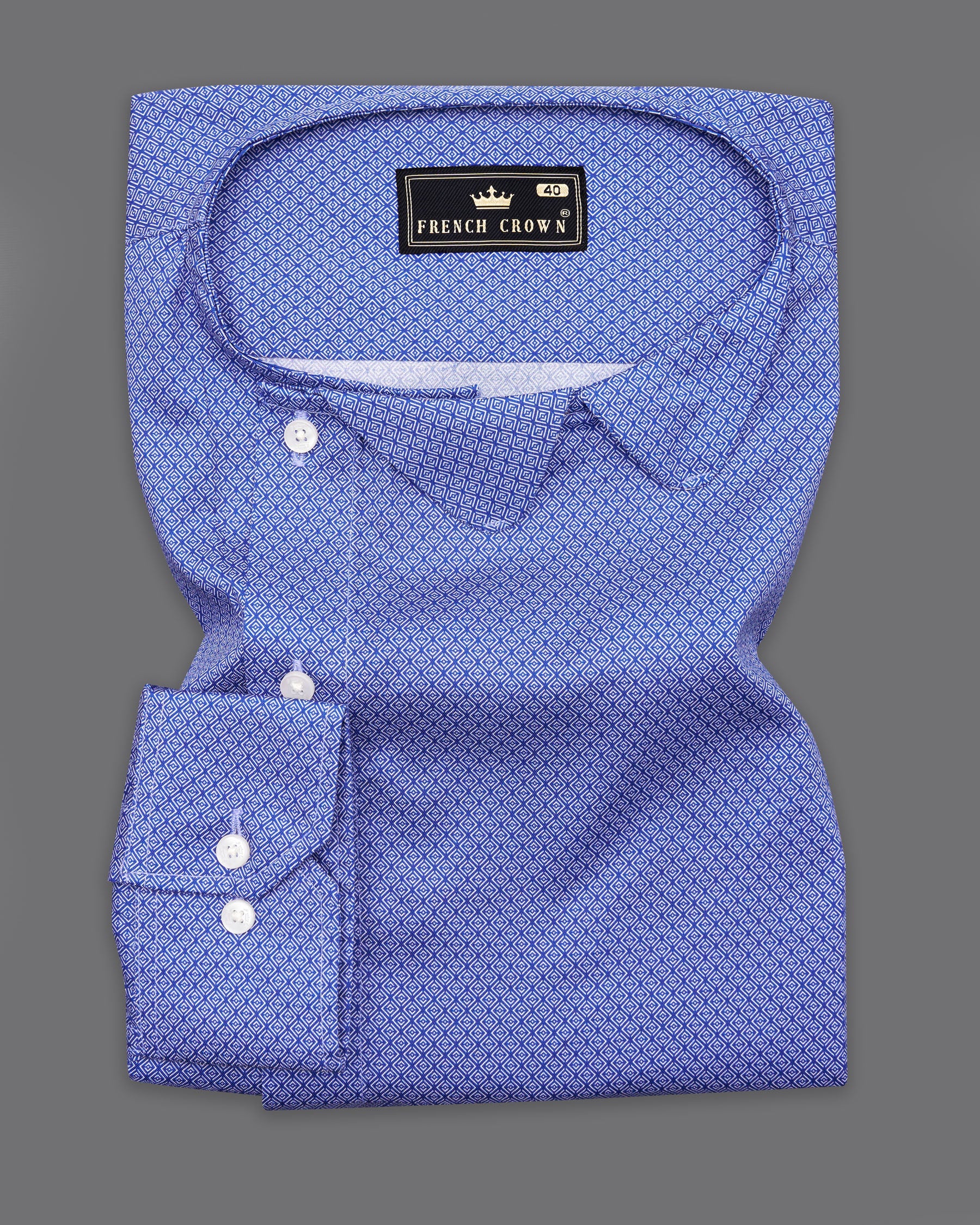 Dark Periwinkle Blue Geometric Printed Premium Cotton Designer Shirt 9851-P368-38, 9851-P368-H-38, 9851-P368-39, 9851-P368-H-39, 9851-P368-40, 9851-P368-H-40, 9851-P368-42, 9851-P368-H-42, 9851-P368-44, 9851-P368-H-44, 9851-P368-46, 9851-P368-H-46, 9851-P368-48, 9851-P368-H-48, 9851-P368-50, 9851-P368-H-50, 9851-P368-52, 9851-P368-H-52