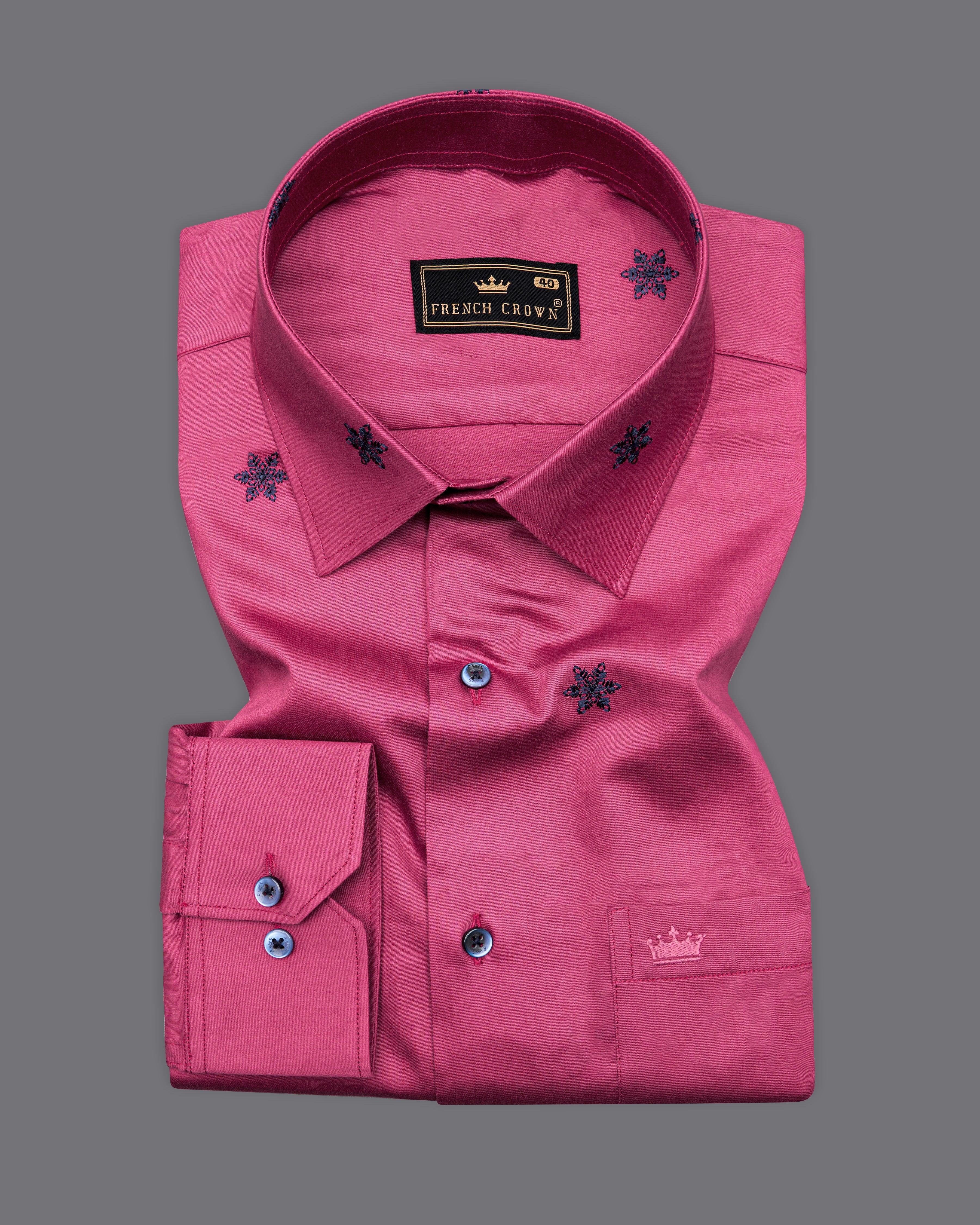 Cabaret Pink with Black Embroidered Super Soft Premium Cotton Shirt 9857-BLK-38, 9857-BLK-H-38, 9857-BLK-39, 9857-BLK-H-39, 9857-BLK-40, 9857-BLK-H-40, 9857-BLK-42, 9857-BLK-H-42, 9857-BLK-44, 9857-BLK-H-44, 9857-BLK-46, 9857-BLK-H-46, 9857-BLK-48, 9857-BLK-H-48, 9857-BLK-50, 9857-BLK-H-50, 9857-BLK-52, 9857-BLK-H-52