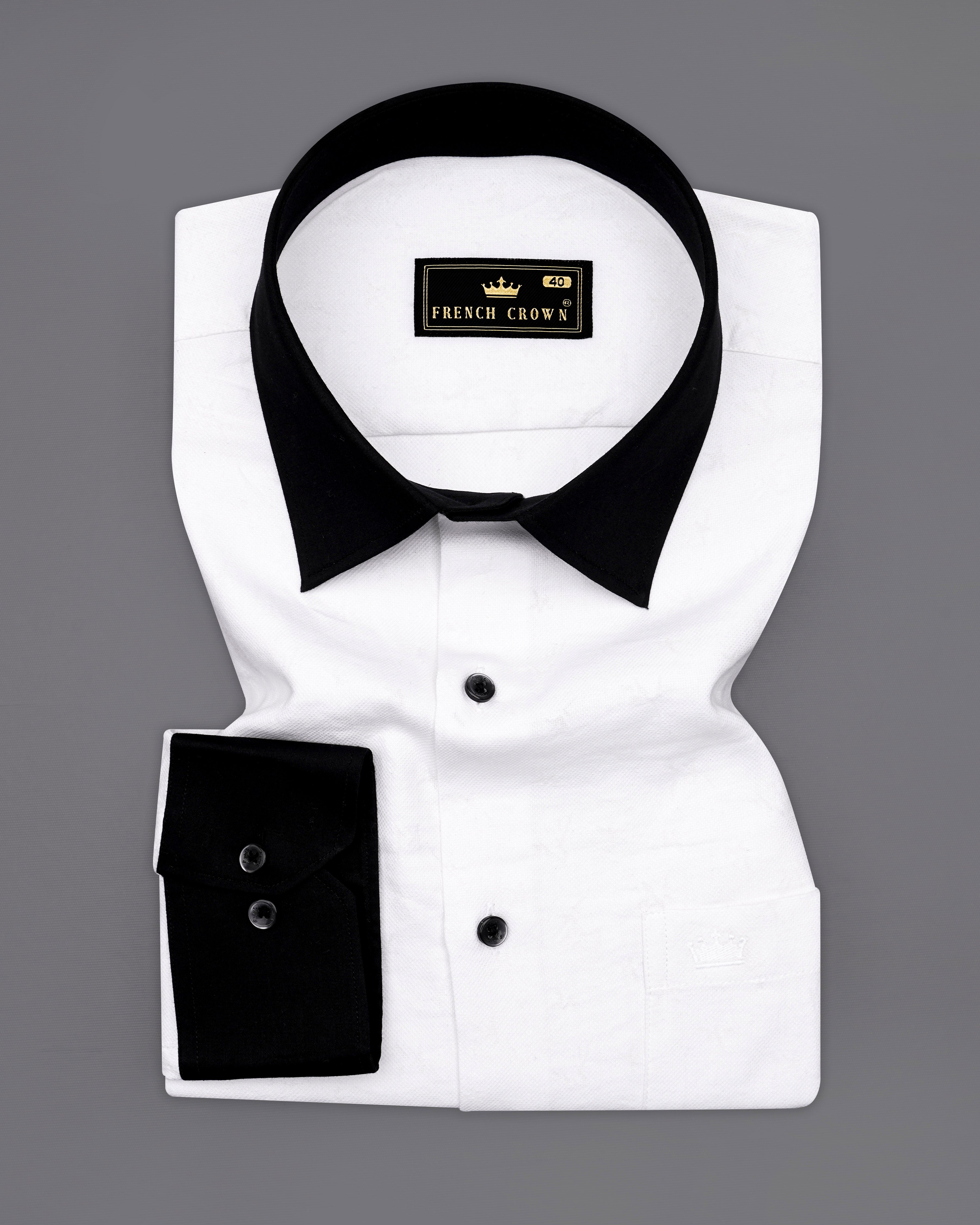 Bright White Jacquard Textured Premium Giza Cotton Shirt with Black Collar and Cuffs 9876-BCC-BLK-38, 9876-BCC-BLK-H-38, 9876-BCC-BLK-39, 9876-BCC-BLK-H-39, 9876-BCC-BLK-40, 9876-BCC-BLK-H-40, 9876-BCC-BLK-42, 9876-BCC-BLK-H-42, 9876-BCC-BLK-44, 9876-BCC-BLK-H-44, 9876-BCC-BLK-46, 9876-BCC-BLK-H-46, 9876-BCC-BLK-48, 9876-BCC-BLK-H-48, 9876-BCC-BLK-50, 9876-BCC-BLK-H-50, 9876-BCC-BLK-52, 9876-BCC-BLK-H-52