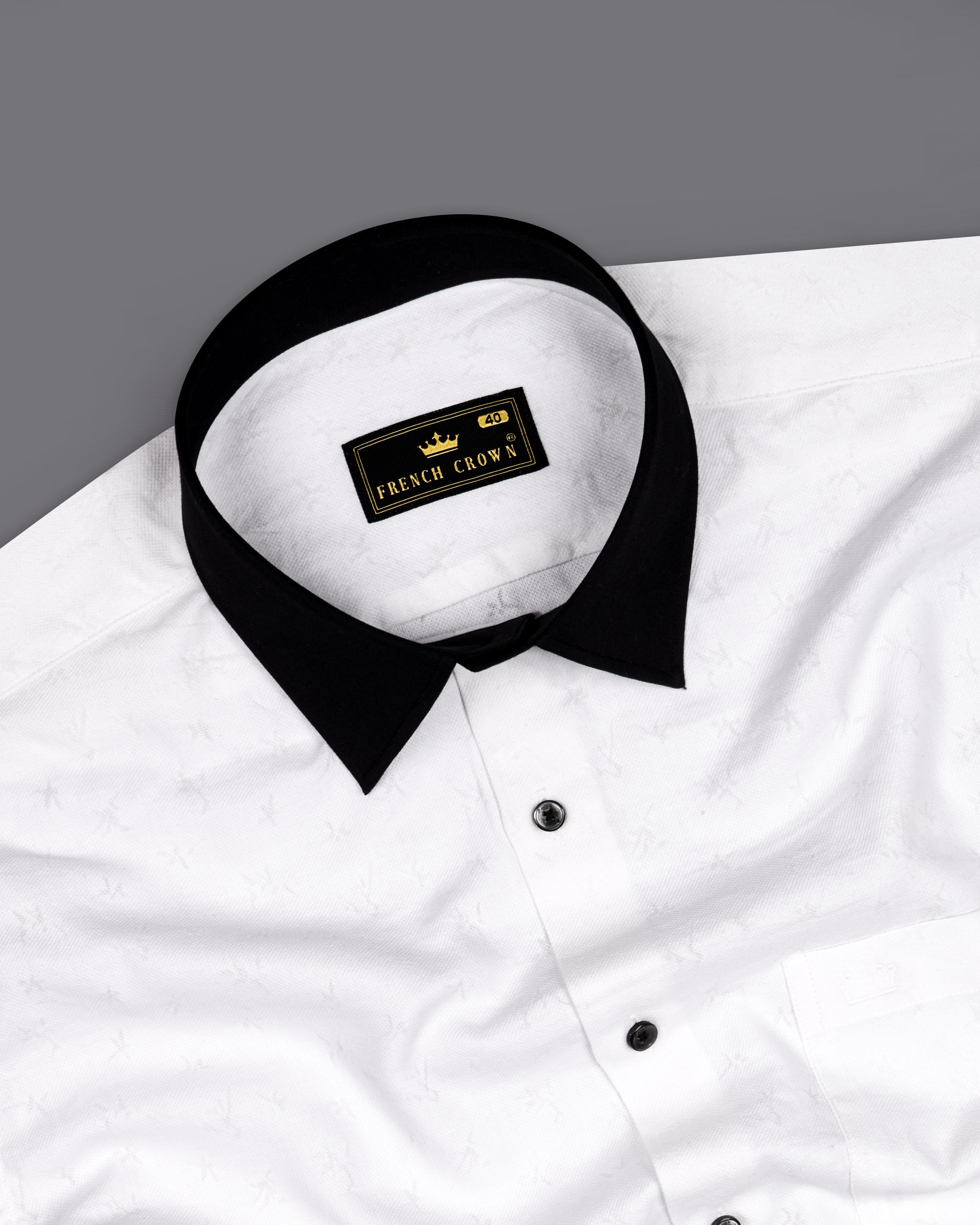 Bright White Jacquard Textured Premium Giza Cotton Shirt with Black Collar and Cuffs 9876-BCC-BLK-38, 9876-BCC-BLK-H-38, 9876-BCC-BLK-39, 9876-BCC-BLK-H-39, 9876-BCC-BLK-40, 9876-BCC-BLK-H-40, 9876-BCC-BLK-42, 9876-BCC-BLK-H-42, 9876-BCC-BLK-44, 9876-BCC-BLK-H-44, 9876-BCC-BLK-46, 9876-BCC-BLK-H-46, 9876-BCC-BLK-48, 9876-BCC-BLK-H-48, 9876-BCC-BLK-50, 9876-BCC-BLK-H-50, 9876-BCC-BLK-52, 9876-BCC-BLK-H-52