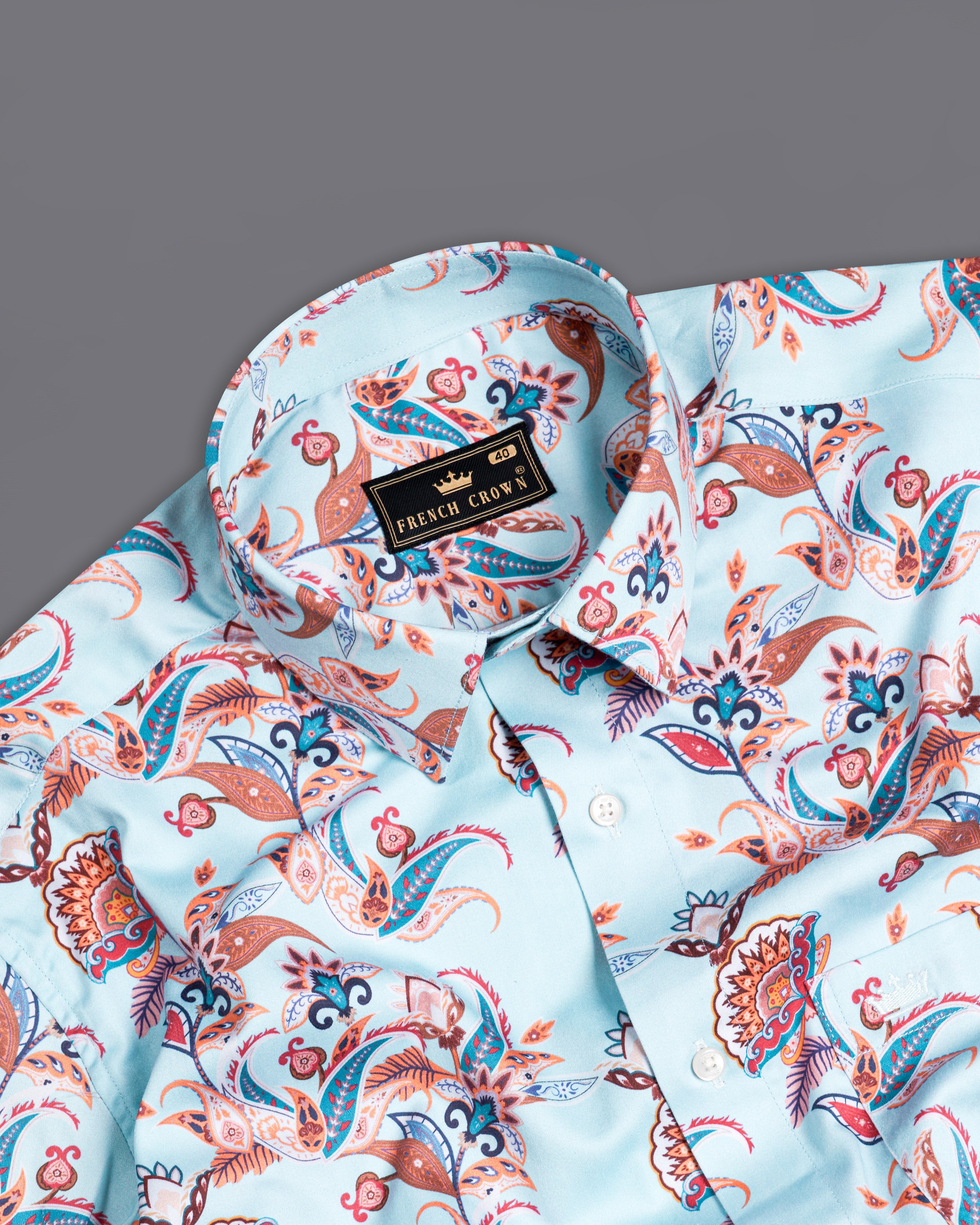 Geyser Blue Multicolour Floral Printed Super Soft Premium Cotton Shirt 9912-38, 9912-H-38, 9912-39, 9912-H-39, 9912-40, 9912-H-40, 9912-42, 9912-H-42, 9912-44, 9912-H-44, 9912-46, 9912-H-46, 9912-48, 9912-H-48, 9912-50, 9912-H-50, 9912-52, 9912-H-52