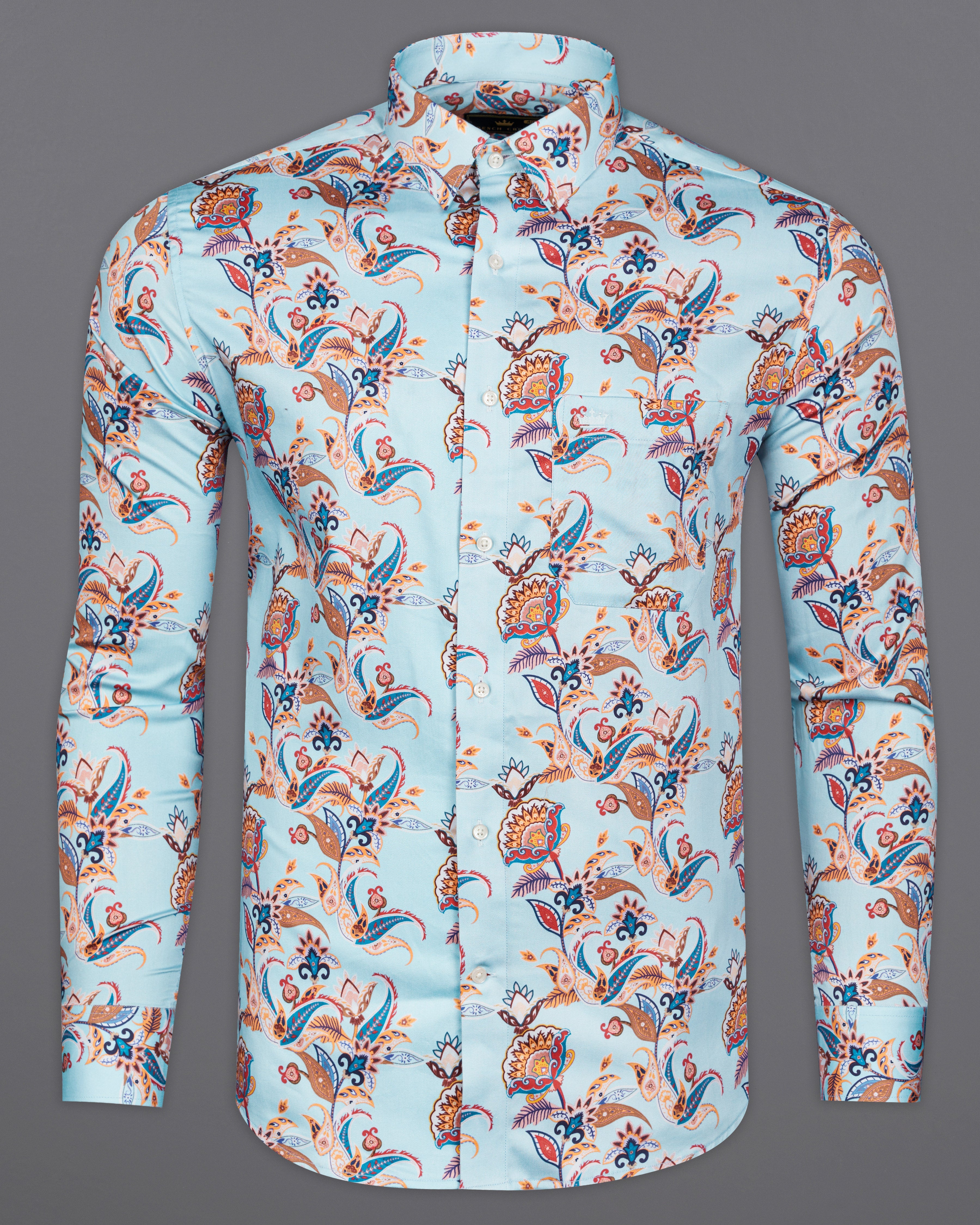 Geyser Blue Multicolour Floral Printed Super Soft Premium Cotton Shirt 9912-38, 9912-H-38, 9912-39, 9912-H-39, 9912-40, 9912-H-40, 9912-42, 9912-H-42, 9912-44, 9912-H-44, 9912-46, 9912-H-46, 9912-48, 9912-H-48, 9912-50, 9912-H-50, 9912-52, 9912-H-52