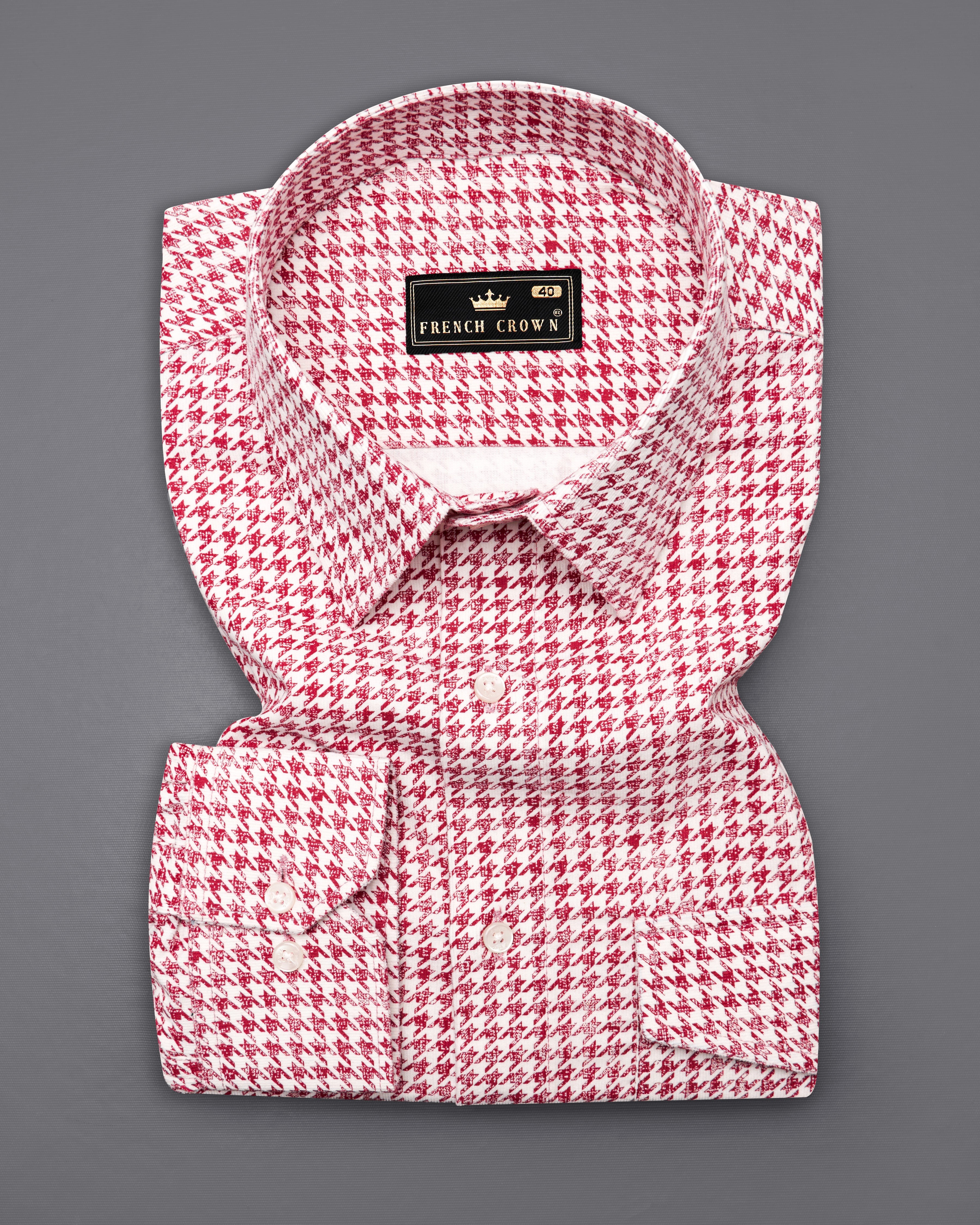 Shiraz Red and White Houndstooth Corduroy Overshirt/Shacket 9916-OS-P301-38, 9916-OS-P301-H-38, 9916-OS-P301-39, 9916-OS-P301-H-39, 9916-OS-P301-40, 9916-OS-P301-H-40, 9916-OS-P301-42, 9916-OS-P301-H-42, 9916-OS-P301-44, 9916-OS-P301-H-44, 9916-OS-P301-46, 9916-OS-P301-H-46, 9916-OS-P301-48, 9916-OS-P301-H-48, 9916-OS-P301-50, 9916-OS-P301-H-50, 9916-OS-P301-52, 9916-OS-P301-H-52
