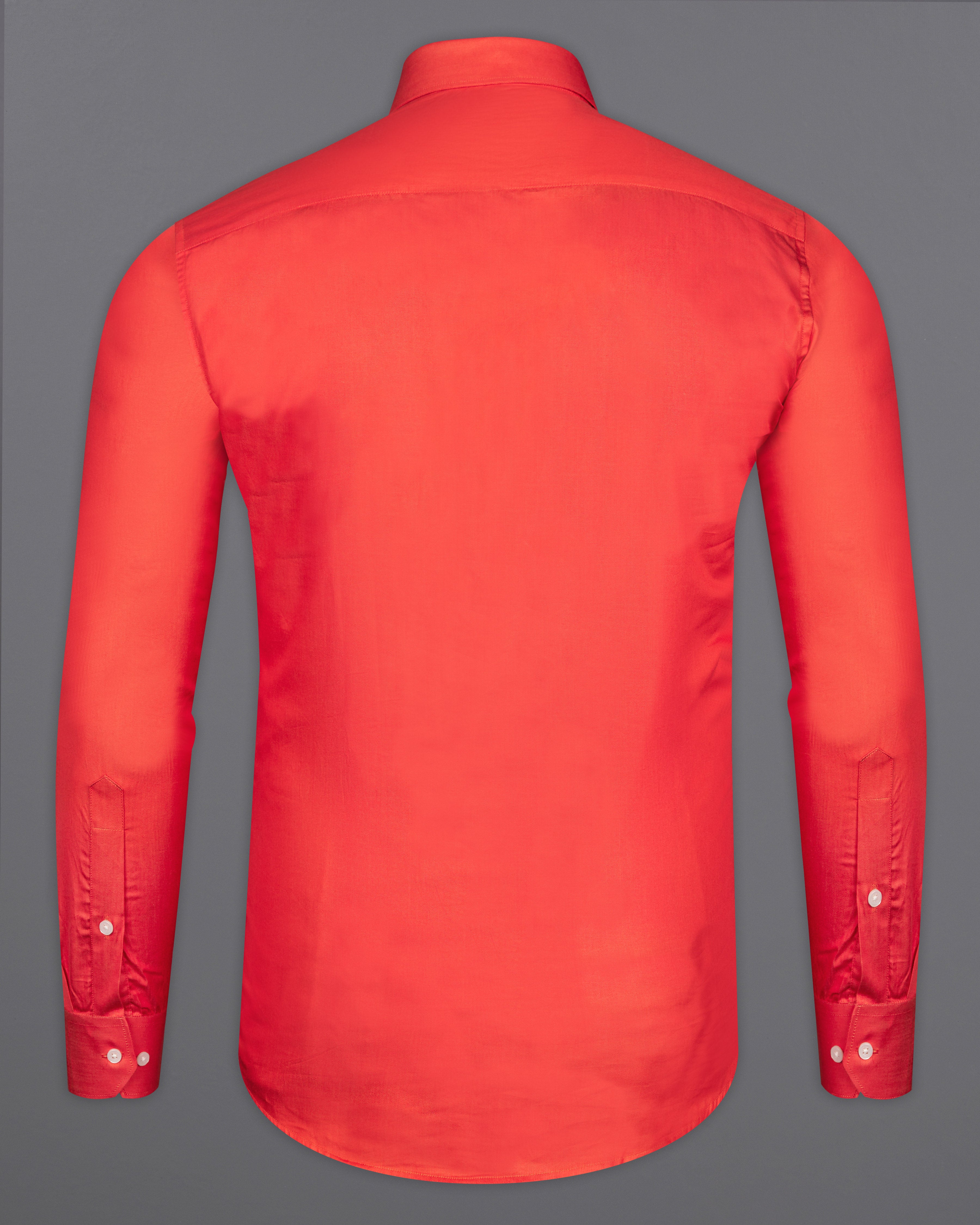 ZARTHA Men's Solid Red Casual Cotton Shirt - Regular Fit, Breathable Fabric, Size 42