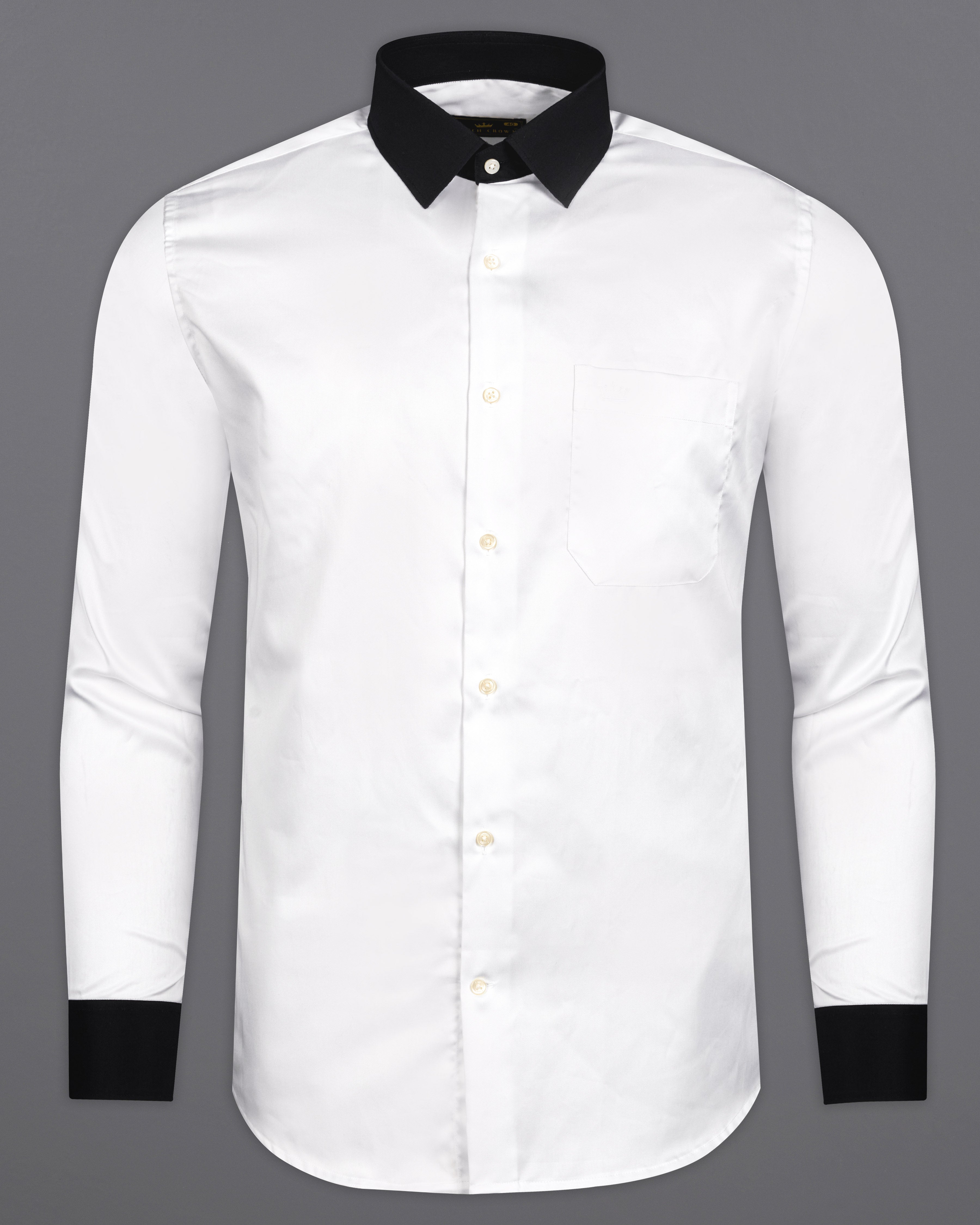 Bright White with Black Cuffs and Collar Twill Premium Cotton Shirt 9945-BCC-38, 9945-BCC-H-38, 9945-BCC-39, 9945-BCC-H-39, 9945-BCC-40, 9945-BCC-H-40, 9945-BCC-42, 9945-BCC-H-42, 9945-BCC-44, 9945-BCC-H-44, 9945-BCC-46, 9945-BCC-H-46, 9945-BCC-48, 9945-BCC-H-48, 9945-BCC-50, 9945-BCC-H-50, 9945-BCC-52, 9945-BCC-H-52 