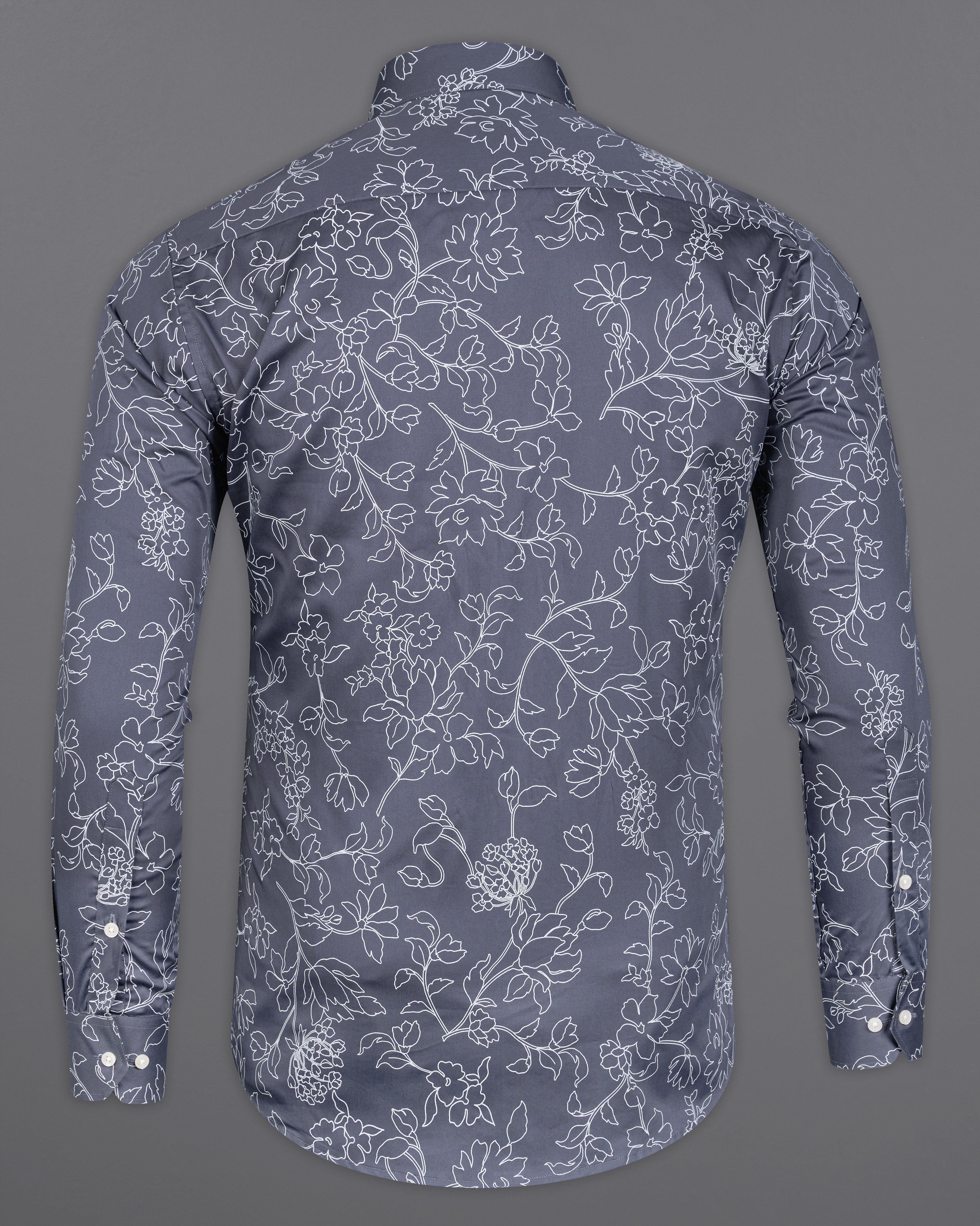 Mulled Wine Dark Gray and White Floral Printed Super Soft Premium Cotton Shirt 9952-38, 9952-H-38, 9952-39, 9952-H-39, 9952-40, 9952-H-40, 9952-42, 9952-H-42, 9952-44, 9952-H-44, 9952-46, 9952-H-46, 9952-48, 9952-H-48, 9952-50, 9952-H-50, 9952-52, 9952-H-52