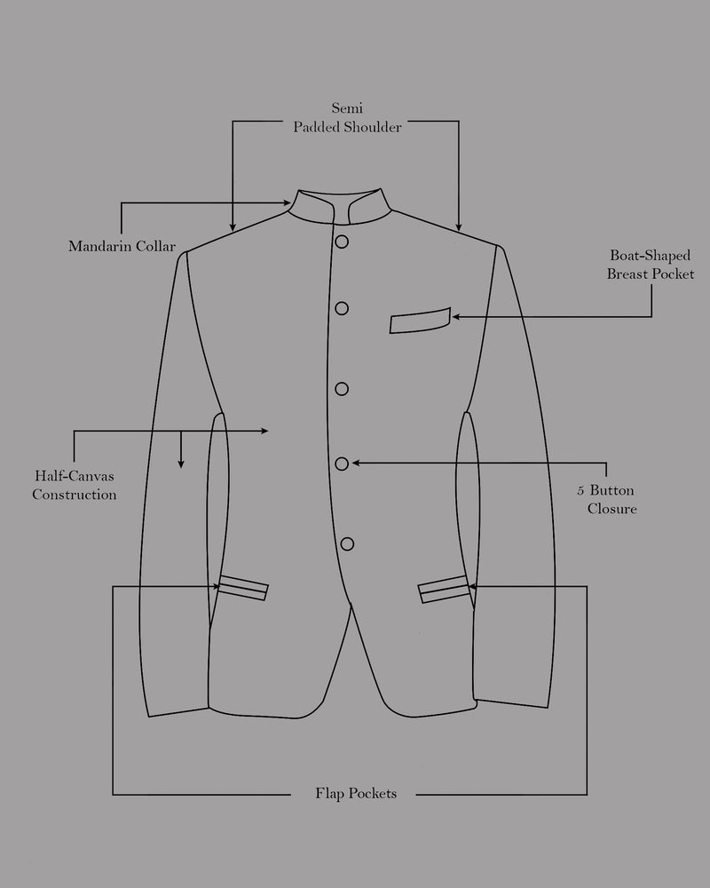 Jade Black Subtle Sheen With horizontal stitches Bandhgala Designer Suit