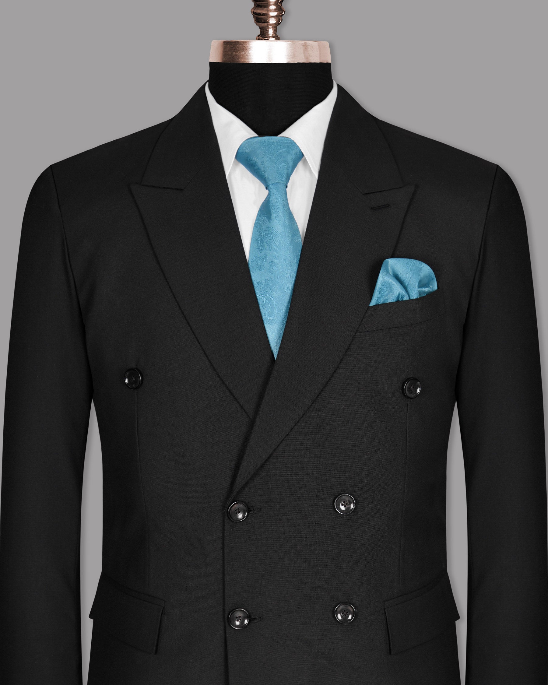 Jade Black Double Breasted Blazer BL1047-DB-44, BL1047-DB-46, BL1047-DB-60, BL1047-DB-42, BL1047-DB-50, BL1047-DB-56, BL1047-DB-38, BL1047-DB-52, BL1047-DB-58, BL1047-DB-36, BL1047-DB-40, BL1047-DB-48, BL1047-DB-54