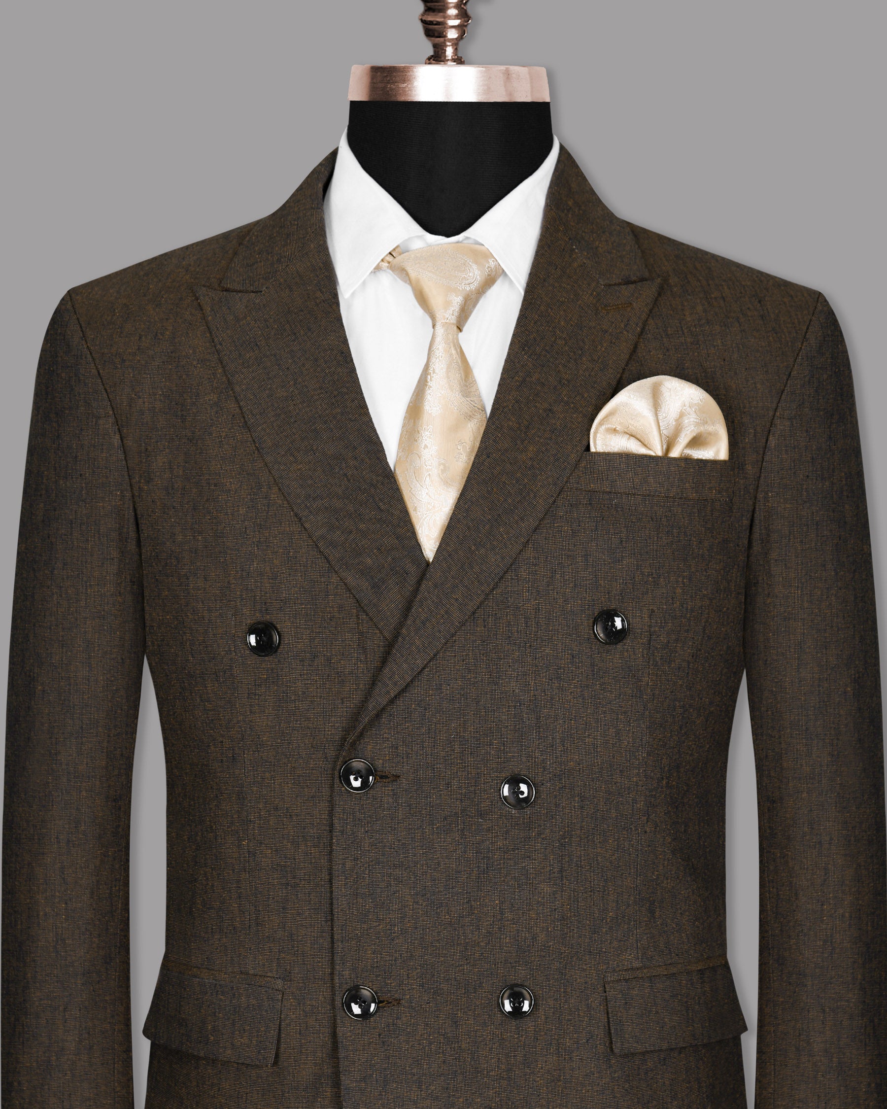 Chocolate Brown Linen Double Breasted Blazer BL1060-DB-36, BL1060-DB-48, BL1060-DB-50, BL1060-DB-52, BL1060-DB-54, BL1060-DB-40, BL1060-DB-42, BL1060-DB-46, BL1060-DB-56, BL1060-DB-58, BL1060-DB-60, BL1060-DB-38, BL1060-DB-44