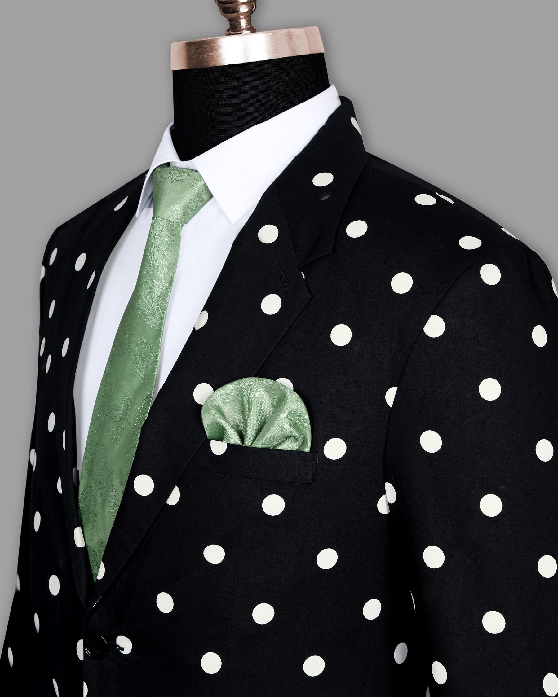 Jade Black Polka Print Designer Blazer