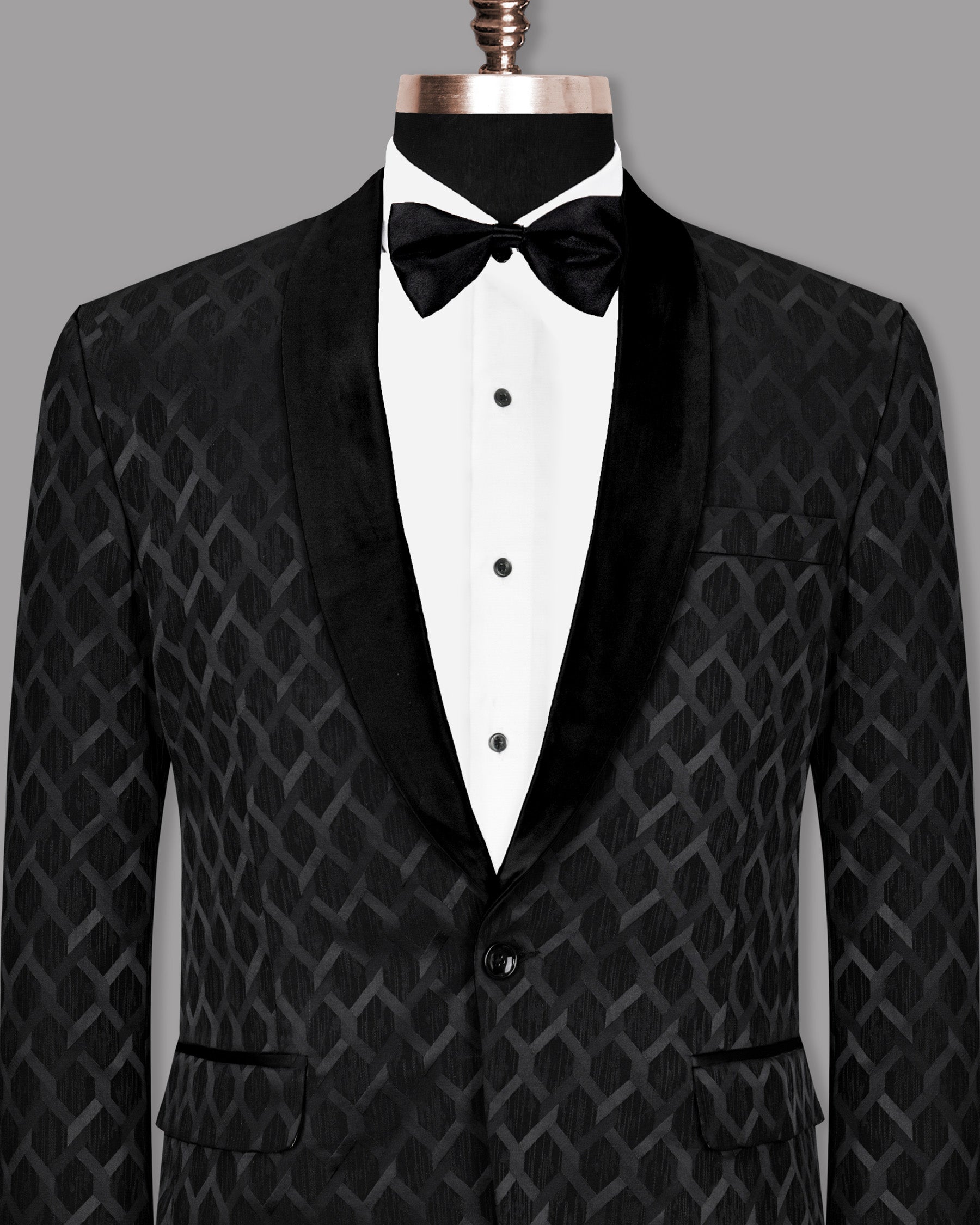 Bunker Black Jacquard Patterned Designer Tuxedo Blazer BL1149-BKL-36, BL1149-BKL-40, BL1149-BKL-54, BL1149-BKL-56, BL1149-BKL-60, BL1149-BKL-48, BL1149-BKL-50, BL1149-BKL-52, BL1149-BKL-46, BL1149-BKL-42, BL1149-BKL-44, BL1149-BKL-58, BL1149-BKL-38