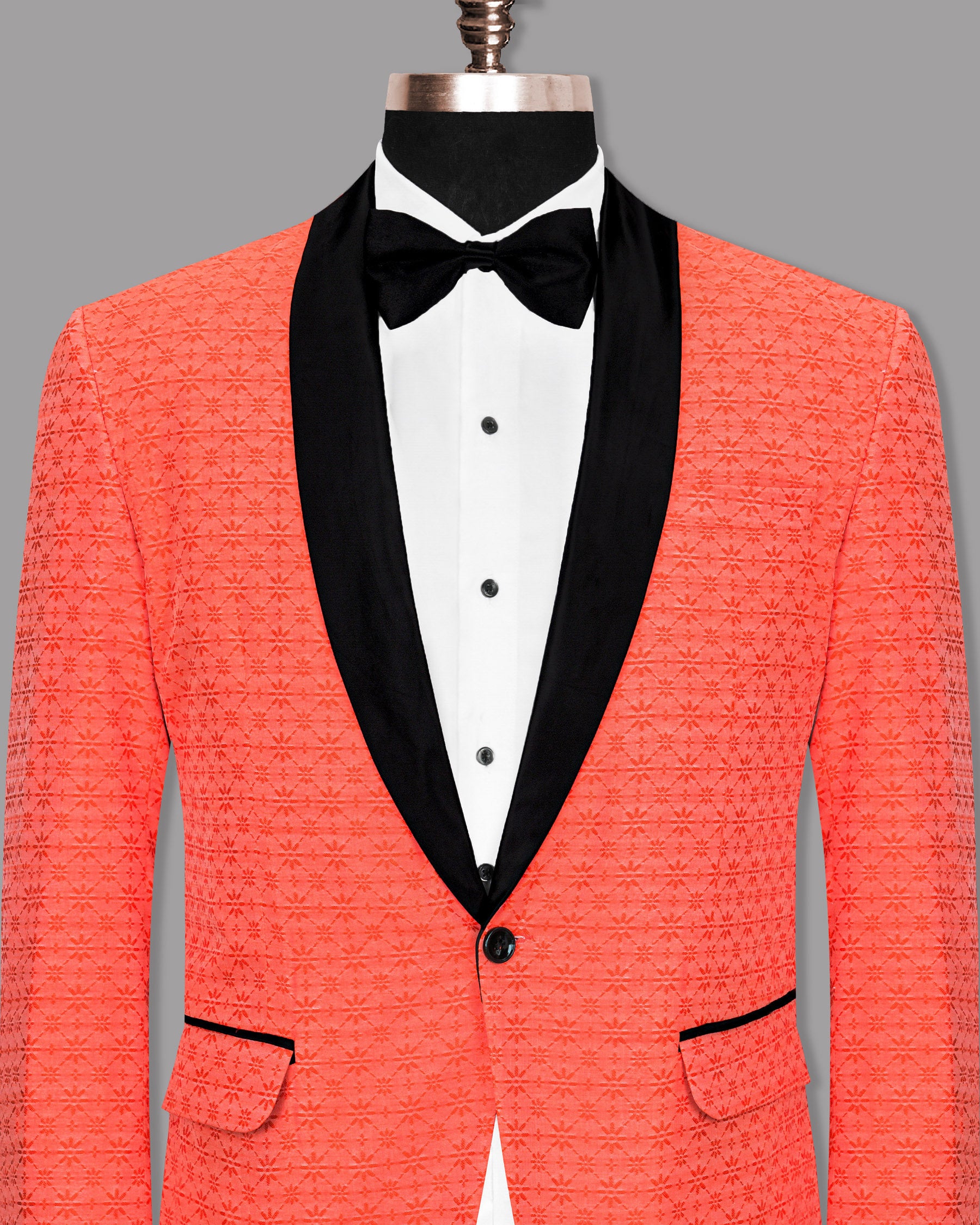 Persimmon Jacquard Patterned Designer Tuxedo Blazer BL1159-BKL-38, BL1159-BKL-44, BL1159-BKL-40, BL1159-BKL-42, BL1159-BKL-50, BL1159-BKL-54, BL1159-BKL-60, BL1159-BKL-36, BL1159-BKL-46, BL1159-BKL-48, BL1159-BKL-52, BL1159-BKL-56, BL1159-BKL-58