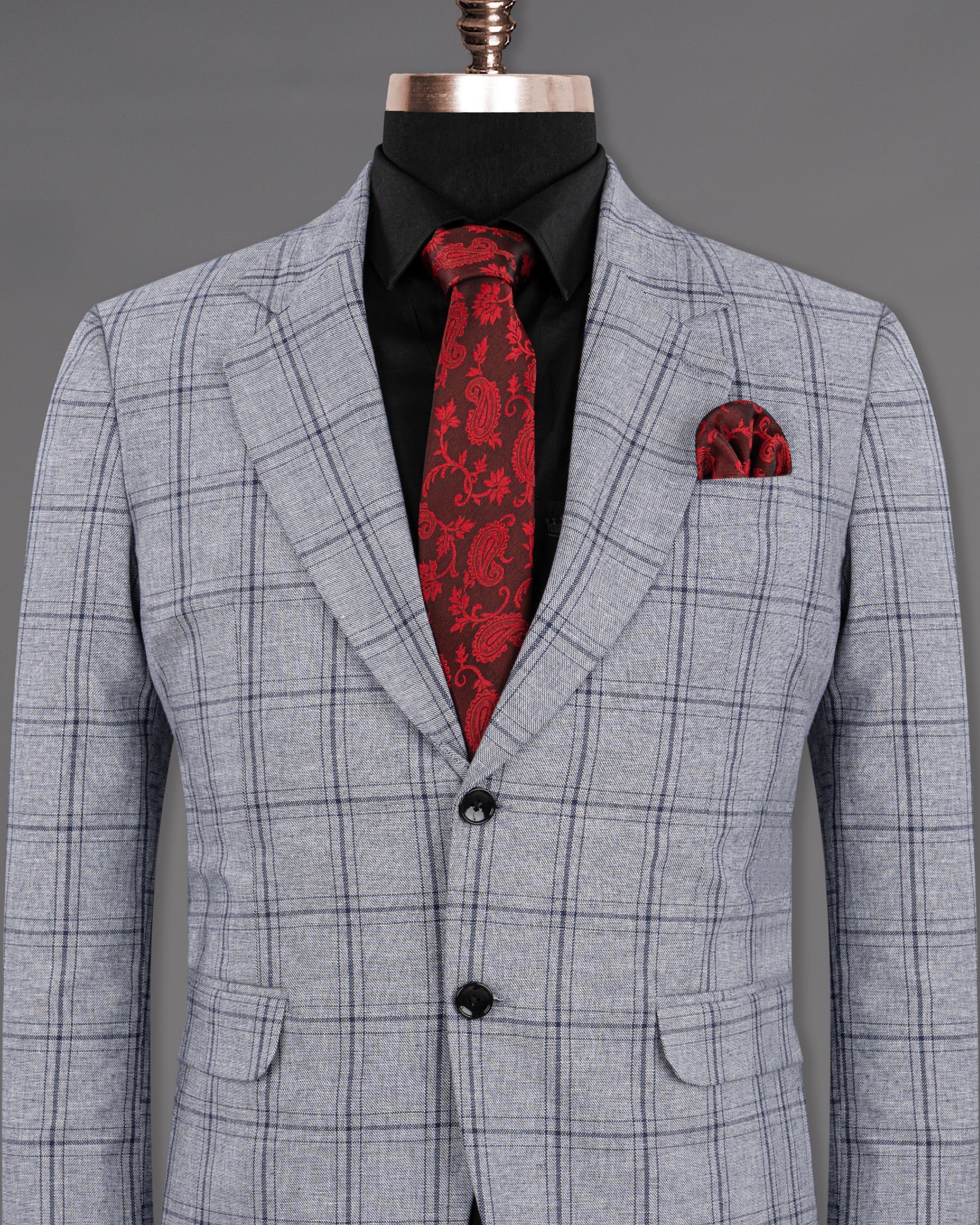 Gallery Gray Windowpane Premium Cotton Blazer BL1221-SB-36, BL1221-SB-38, BL1221-SB-40, BL1221-SB-42, BL1221-SB-44, BL1221-SB-46, BL1221-SB-48, BL1221-SB-52, BL1221-SB-56, BL1221-SB-50, BL1221-SB-54, BL1221-SB-58, BL1221-SB-60