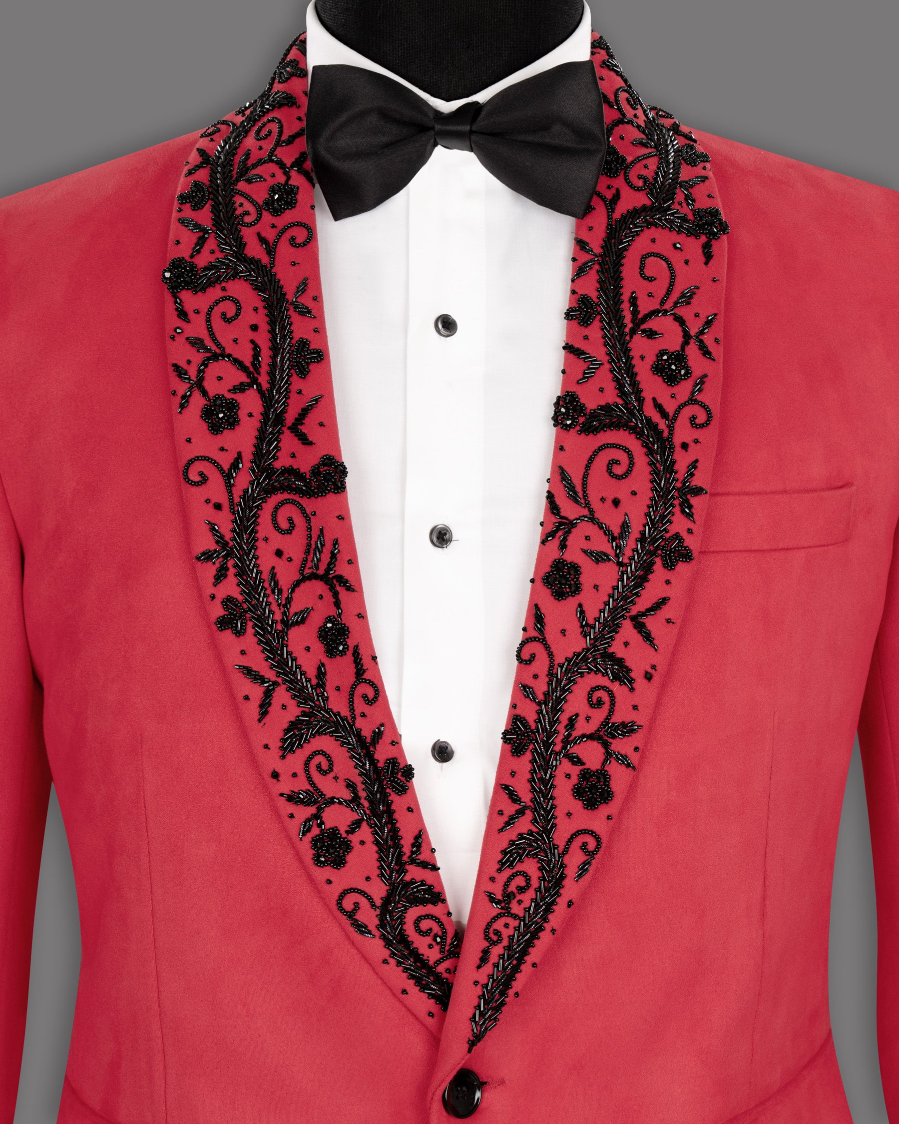 Red velvet hand-crafted Super Soft Designer Tuxedo Blazer BL1247-KWL-D12-36, BL1247-KWL-D12-38, BL1247-KWL-D12-40, BL1247-KWL-D12-42, BL1247-KWL-D12-46, BL1247-KWL-D12-48, BL1247-KWL-D12-50, BL1247-KWL-D12-52, BL1247-KWL-D12-54, BL1247-KWL-D12-58, BL1247-KWL-D12-60, BL1247-KWL-D12-56, BL1247-KWL-D12-44