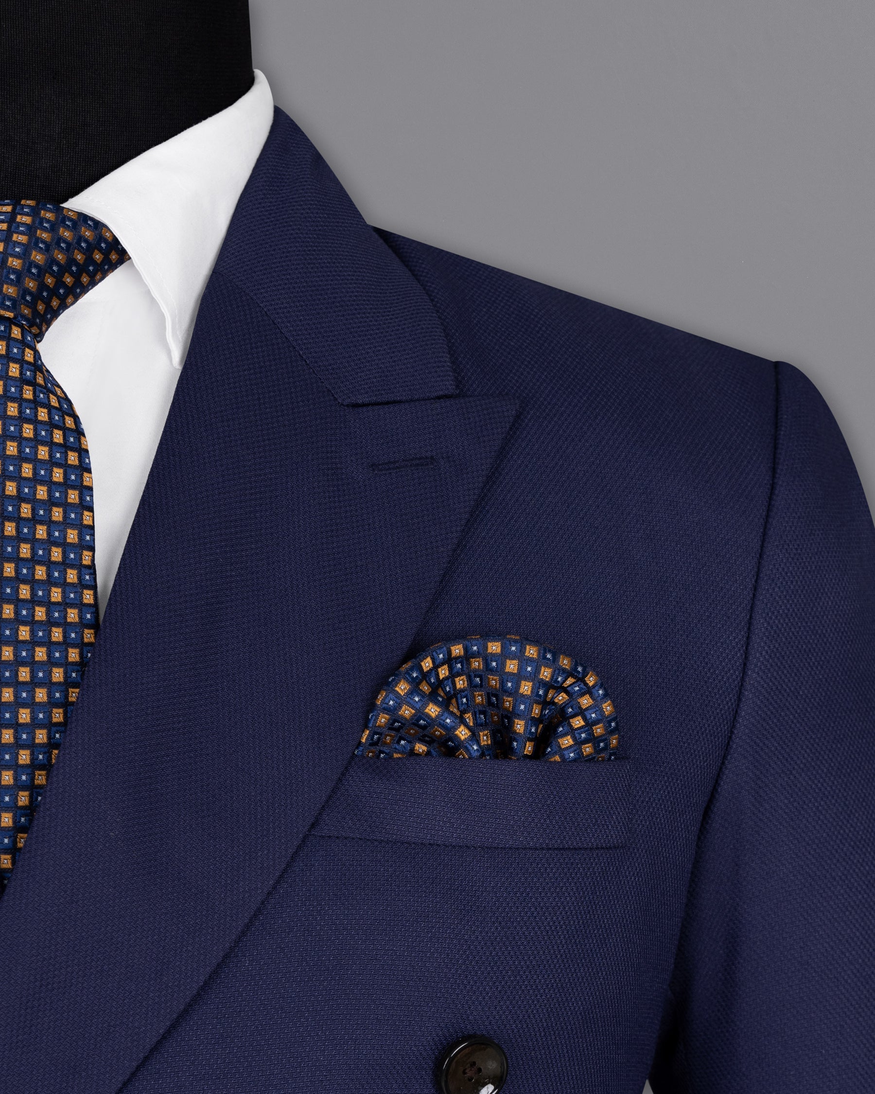 Royal Blue Wool Rich Double Breasted Blazer