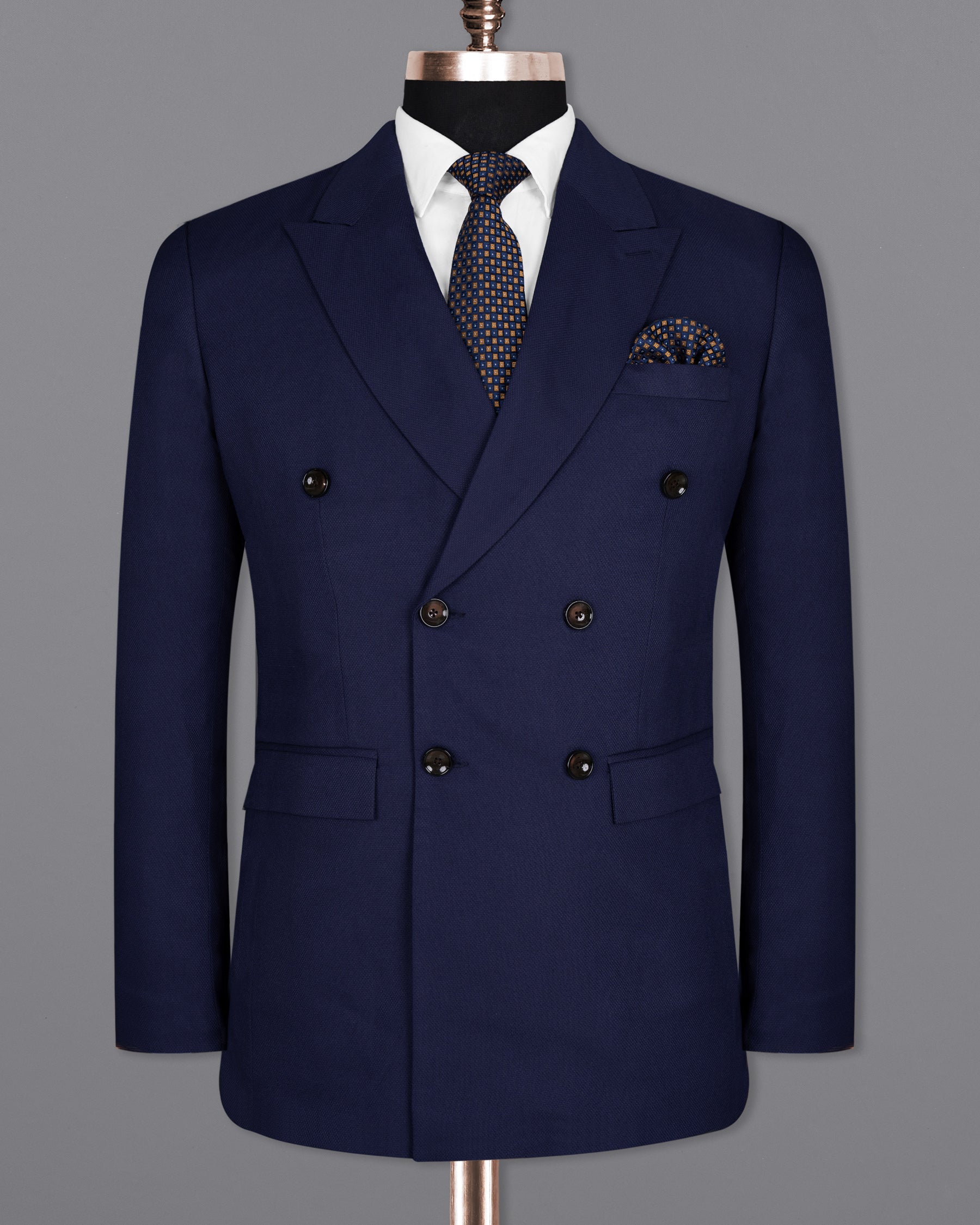 Royal Blue Wool Rich Double Breasted Blazer